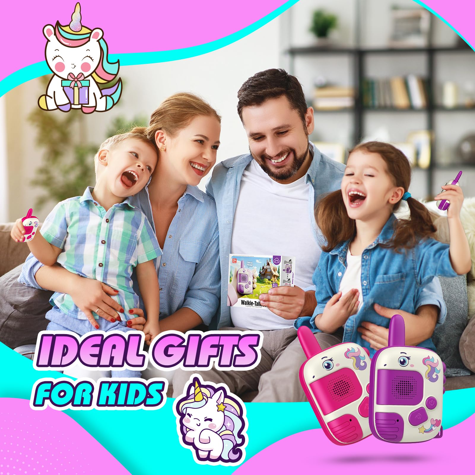 Walkie-Talkie Bambini, Regalo Bambina 3-8 Anni Walkie Talkies Giochi Bambina 3 4 5 6 7 Anni Giocattoli Giochi Esterno Bambina Giocattoli Bambina 4-6 Anni Unicorno Regalo di Pasqua