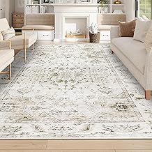 Large Living Room Carpets 200 x 300 cm Washable Rugs in Washing Machine Vintage Beige Living Room Dining Room Rug