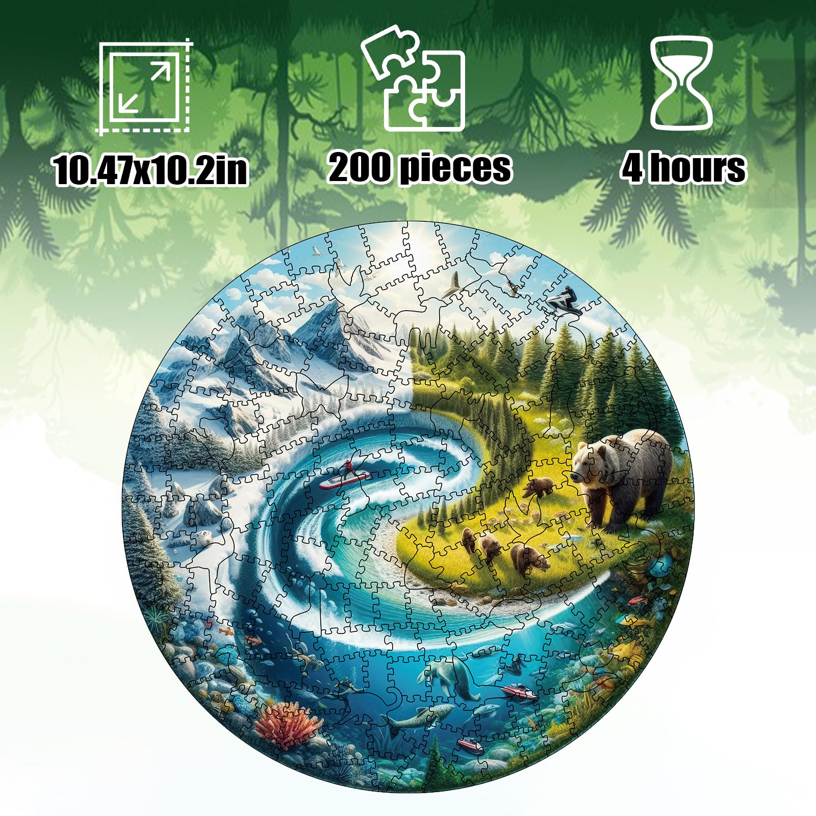 Wooden Puzzles for Adults 200 pcs Wooden Jigsaw Puzzles for Adults,Irregular shape animal puzzle, Christmas game gifts - Image 2