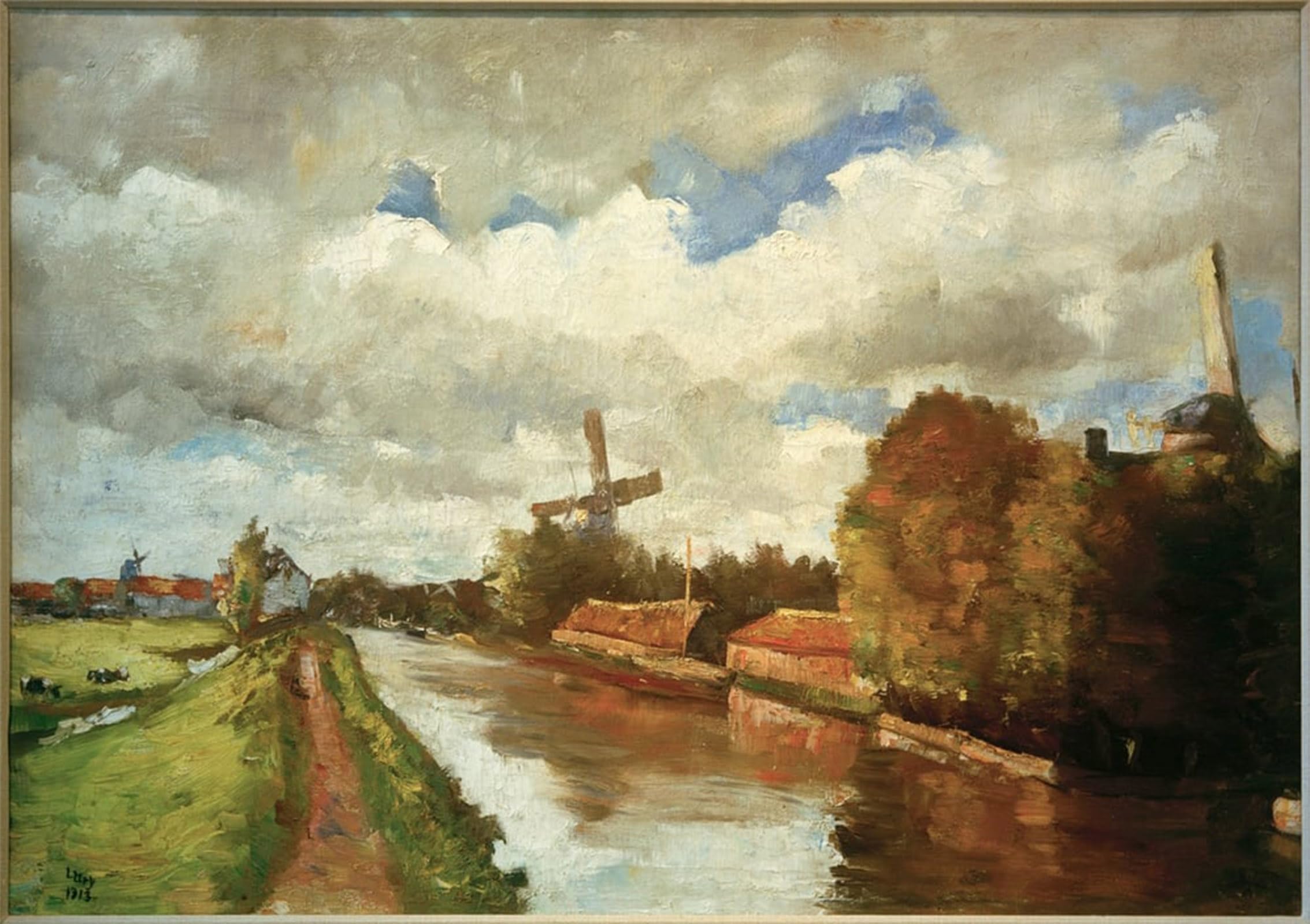 Posteriik No Frame Vintage Print Pop Art Landscape Artwork Moving Clouds By Lesser Ury Art Prints For Office Home Decor 60X90cm