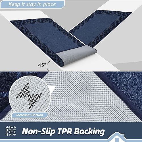 Miniatura 3 de BEQHAUSE Tapete para puerta atrapador de suciedad, antideslizante, absorbente, de bienvenida, de bajo perfil, lavable, para patas fangosas, entrada,