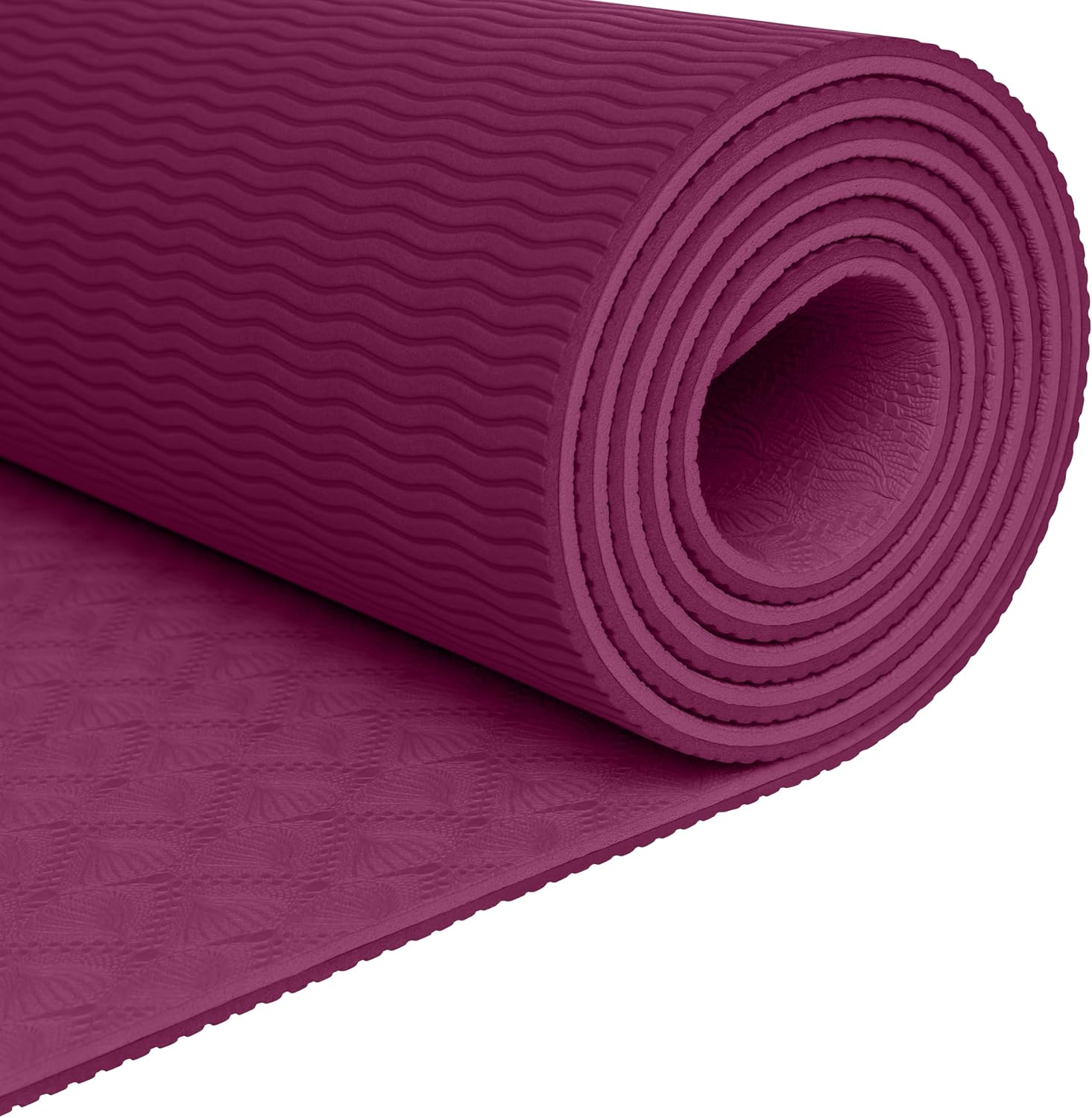 Retrospec Zuma Yoga Mat 6mm Thick Non-Slip TPE Exercise Mat | Cushioned Workout Mat for Yoga Pilates and Home Stretching | 72 x 24 with Carrying Strap