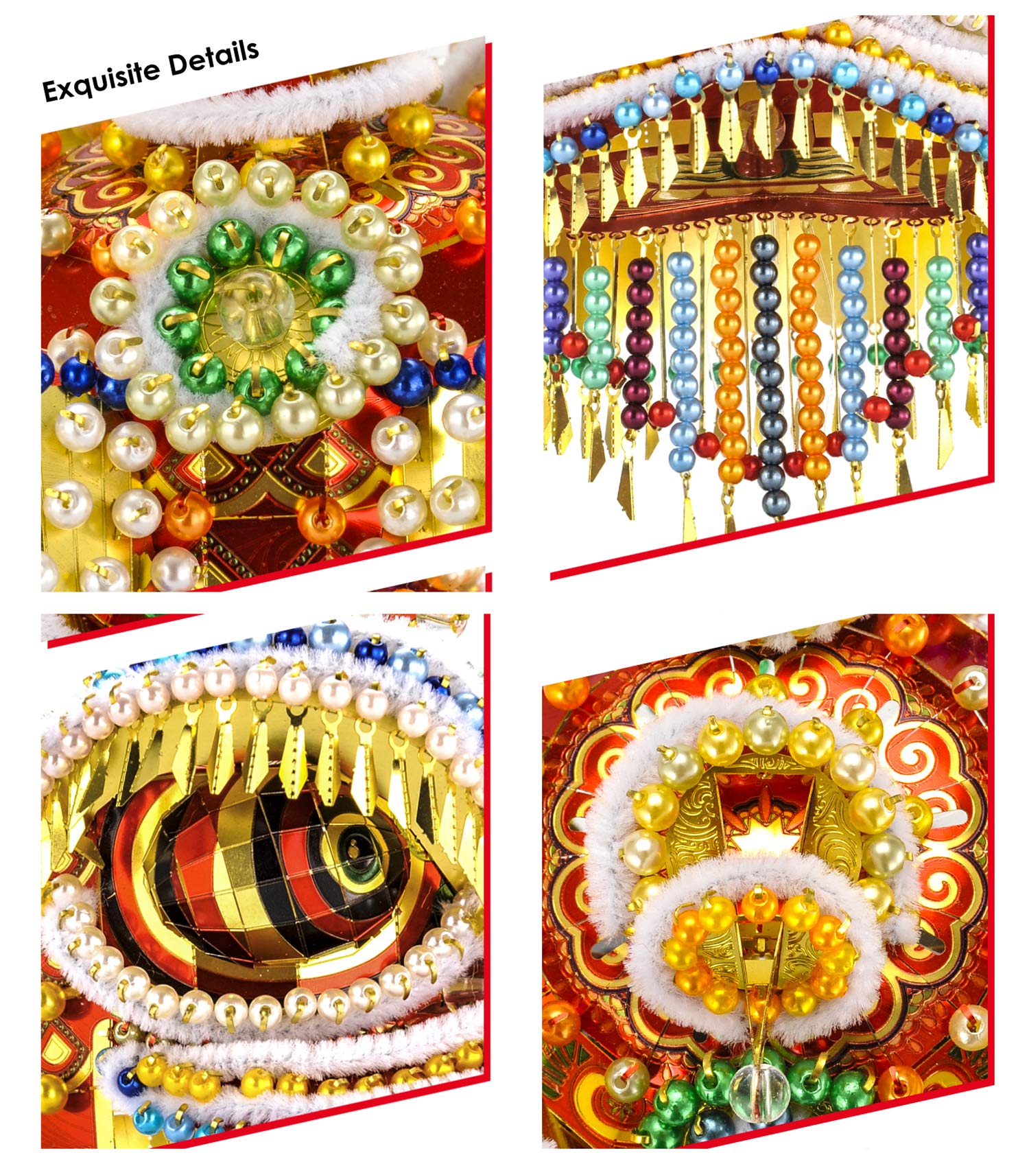 Microworld Metalowe puzzle 3D, figurka lwa taniec figurka ozdoby metalowy model zestaw, DIY wyzwanie metalowy model łamigłówka kreatywny prezent rzemieślniczy dla dorosłych chłopców nastolatków zabawki - chińska kultura tradycyjna