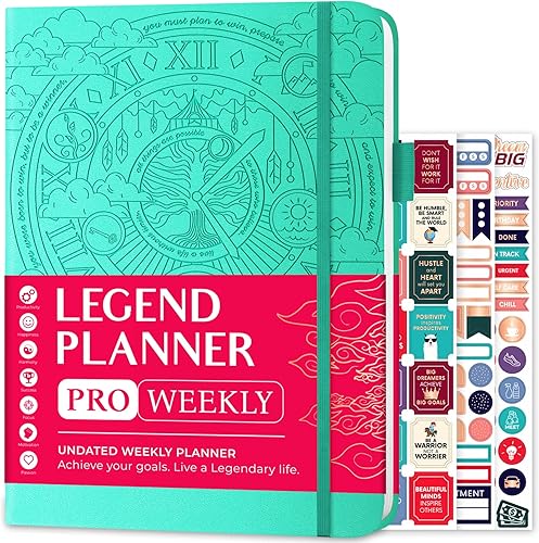 Legend Planner PRO - Agenda semanal y mensual de lujo para aumentar la productividad y alcanzar tus objetivos. Cuaderno organizador de gestión del