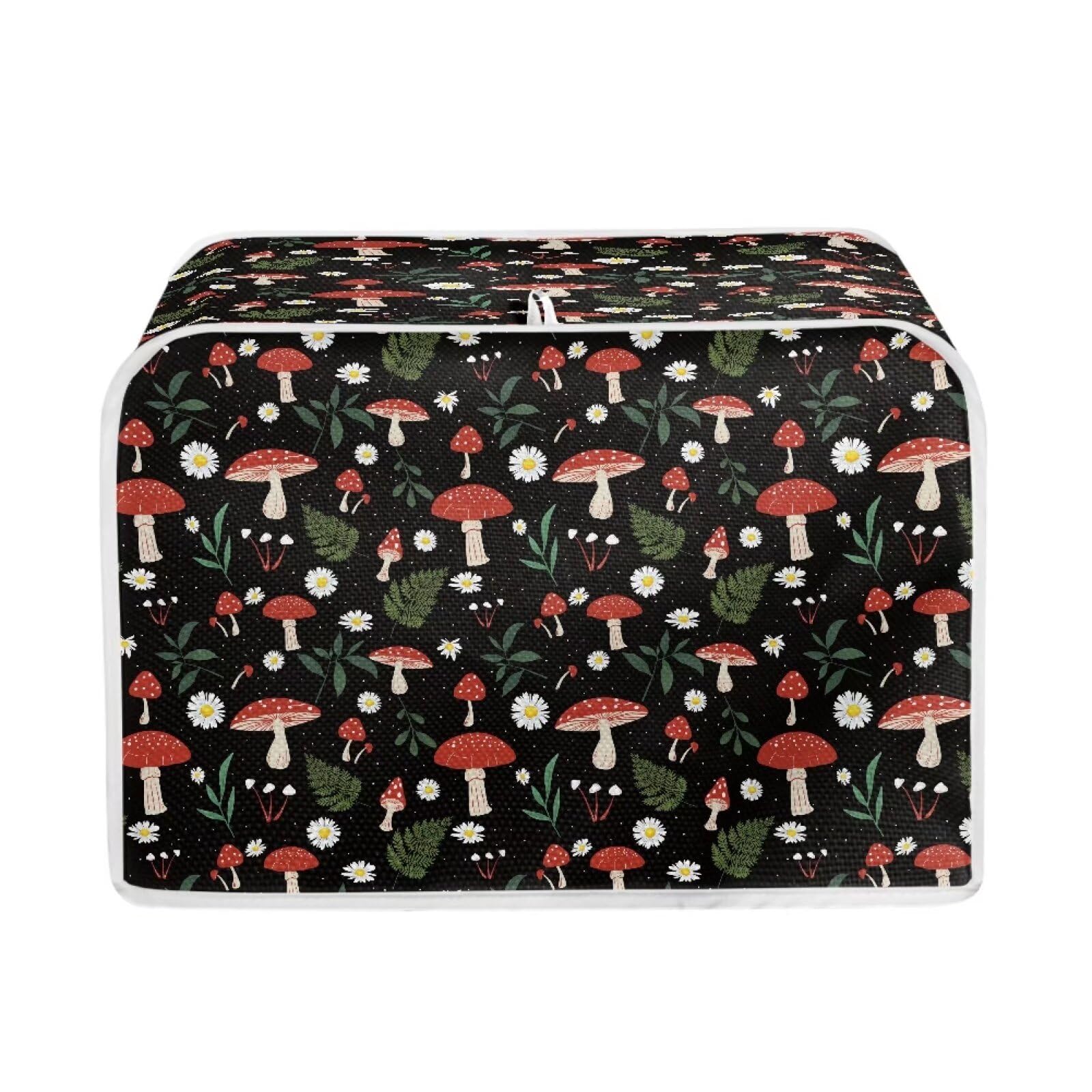 JEOCODY Mushroom Toaster Covers 2 Slice Wide Slot Small Appliance Toaster Cover with Handle for Kitchen,Washable and Dust Protection
