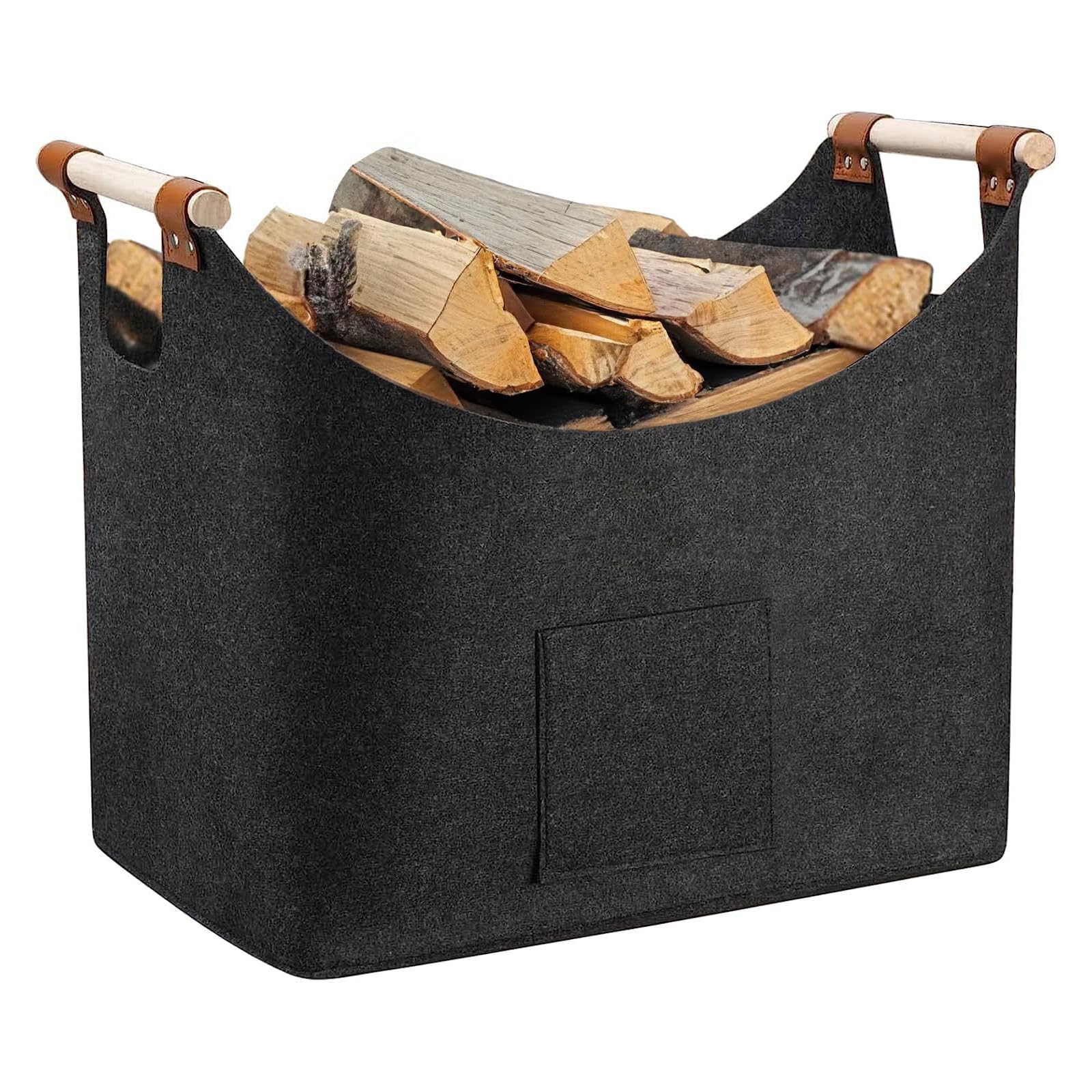 Panier En Feutre Pliable, Grand Capacité Panier De Rangement Bûches (45X22X40 Cm) Panier De