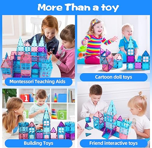 Miniatura 4 de Bloques de construcción magnéticos para niños de 3, 4, 5, 6, 7, 8 años o más, juguetes apilables con imanes coloridos, regalo de cumpleaños para
