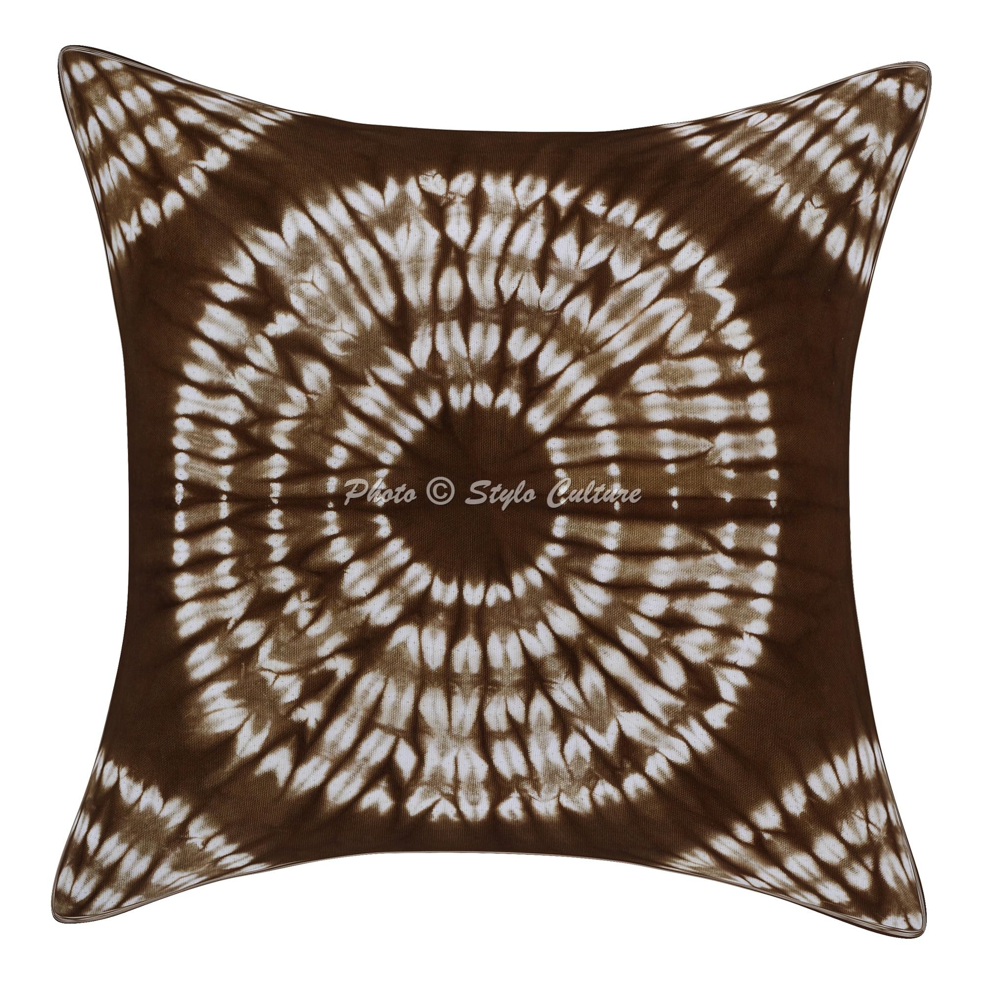 Bohemien Dekorativ Baumwolle Sofa Kissenbezüge 50x50 cm Braun Dekokissen Shibori Tie Dye Wohnzimmer Couch Kissenhullen Batik Quadrat Couchkissenbezüge Kissen Bezüge - 5 STK.