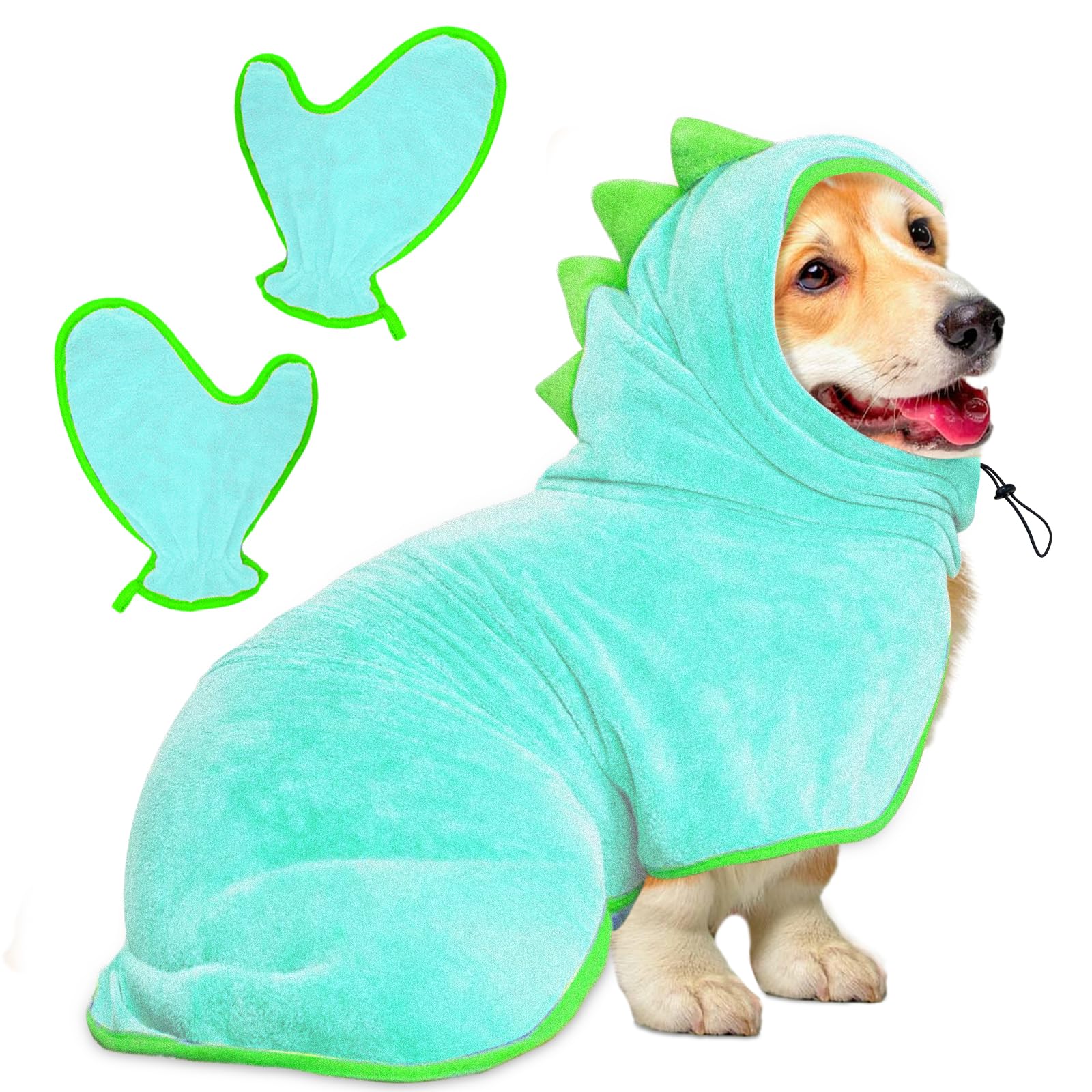 JOLOVE Dog Drying Coat Super Absorbent Dog Towels for Drying Dogs for After Bath Soft Dog Drying Towel Adjustable Dog Bathrobe for Bath Swim