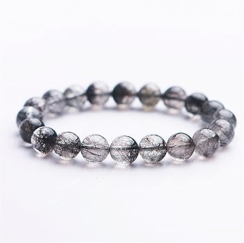 【統率者の石】【高品質】ブラックルチルクォーツブレスレット　約10mm Amazon | [麗子坊] ブレスレット【ブラックルチルクォーツ 】 玉径