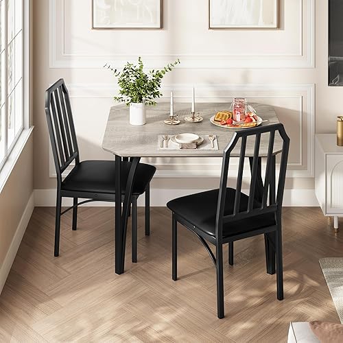 IDEALHOUSE Juego de 2 sillas de mesa de comedor para 2, juego de 2 sillas de mesa de cocina con cojín de poliuretano ultra cómodo, juego de mesa de