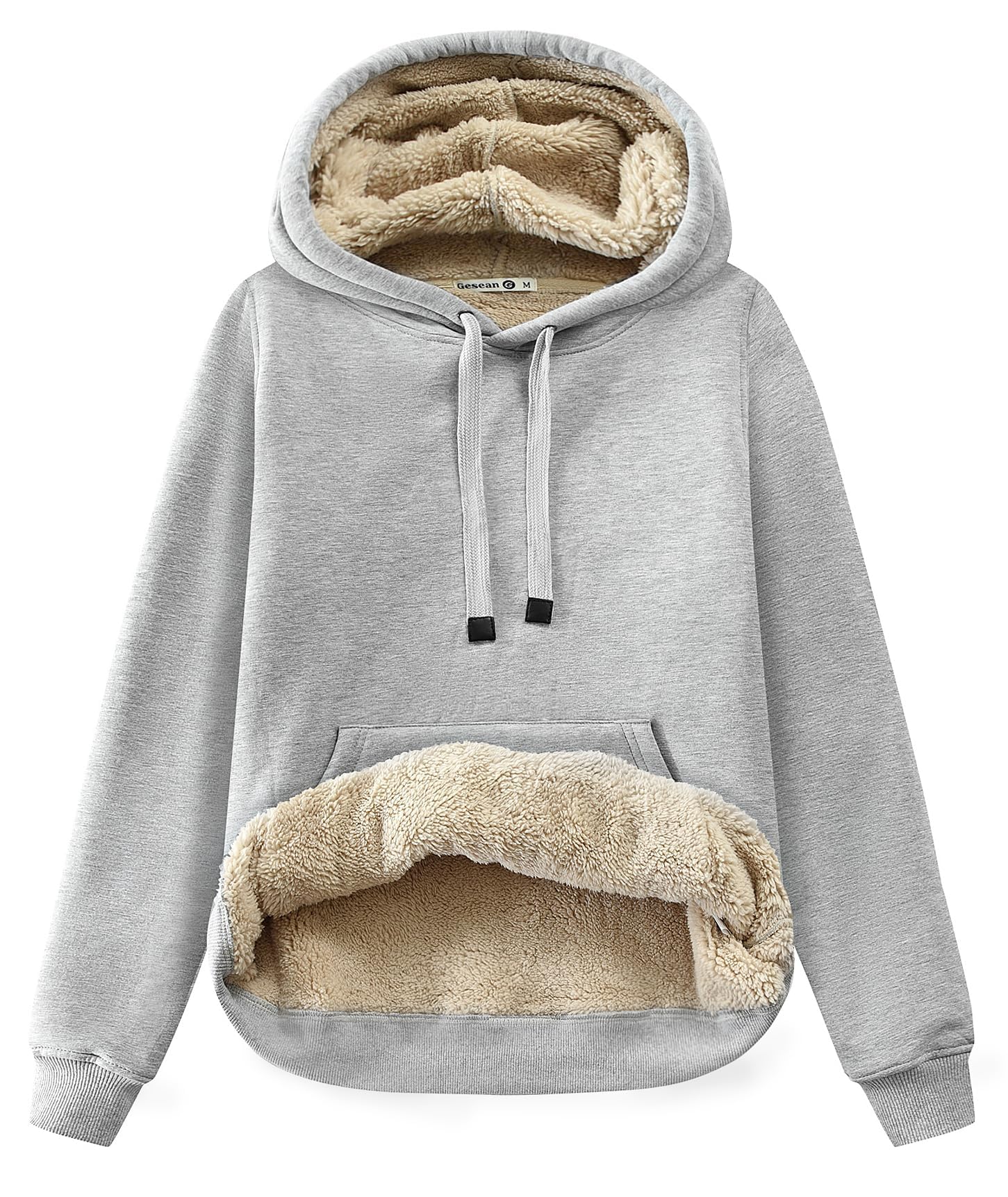 Women's Sherpa Cotton Pullover Sweatshirt Fleece Hoodie Kangaroo Hooded Pocket