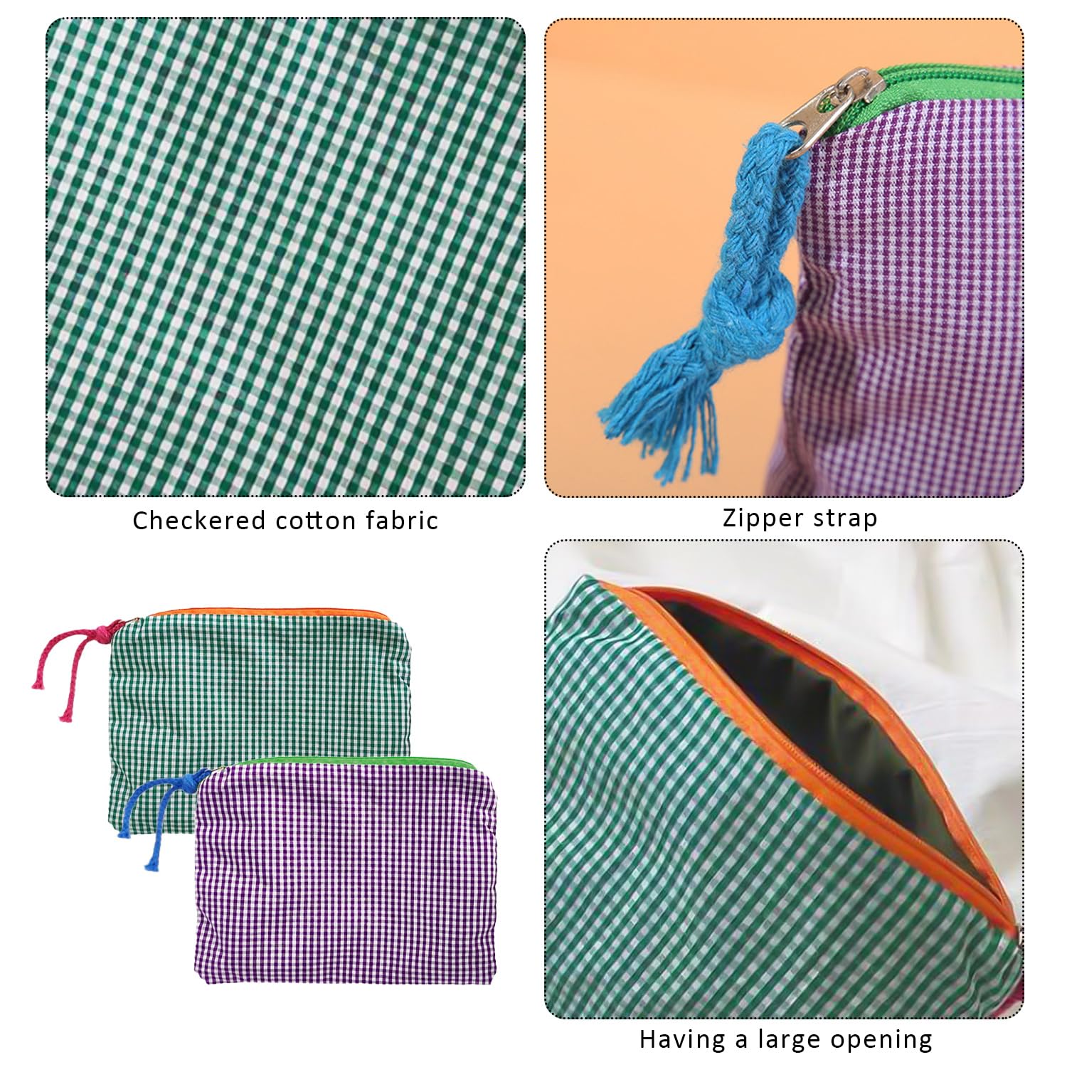 2 Small Cosmetic Bags, Small Grid Storage Bag, Convenient Storage Bag, Multi-functional Travel Cosmetic Bag, Coin Purse - Image 3
