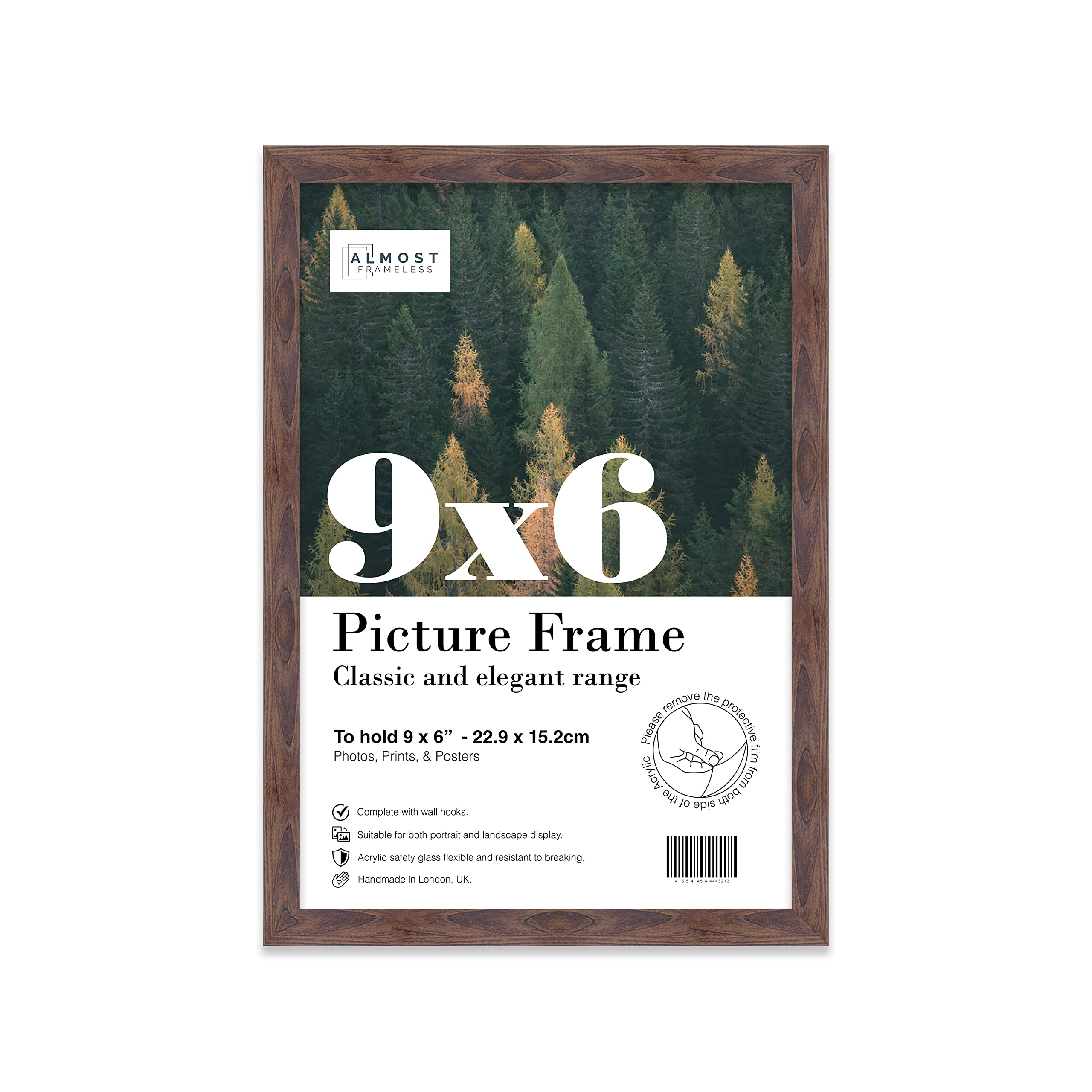 9X6 Walnut Picture Frame (22.9 X 15.2Cm) PosterPhotoArtworkGallery Wall Or Print from B&Q
