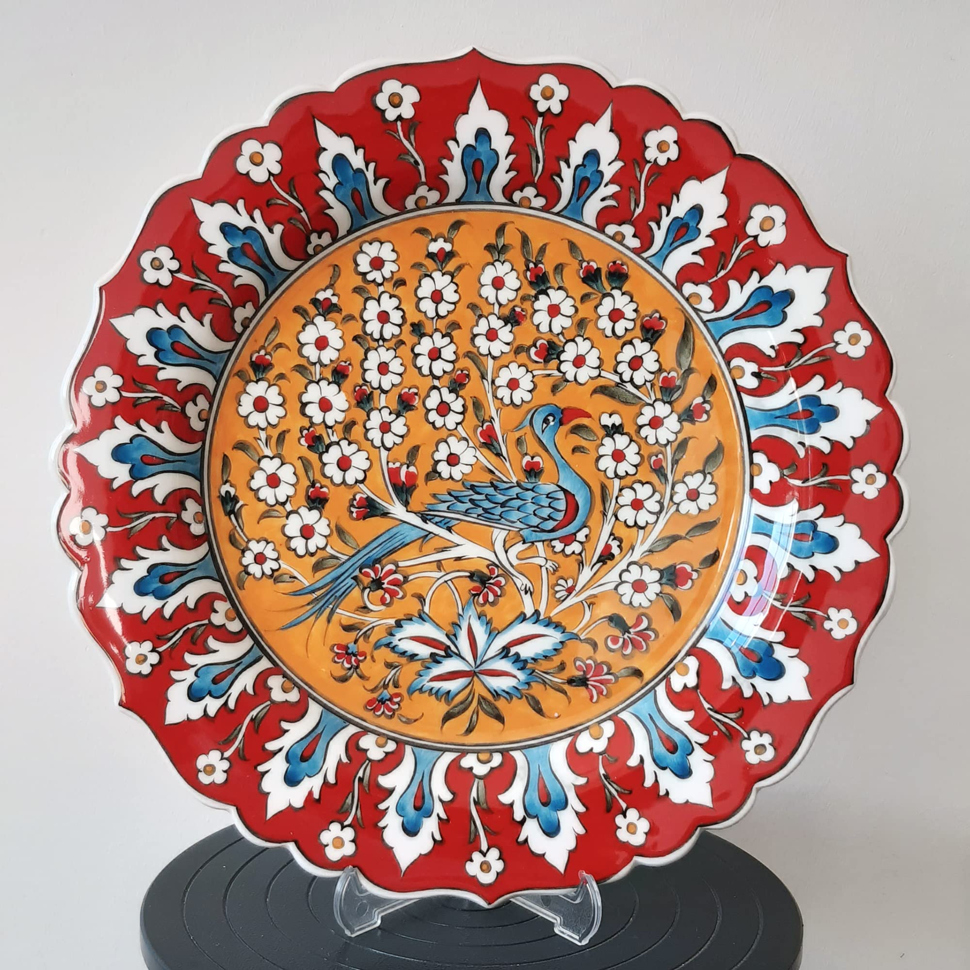 Handmade Ceramic Wall Plate, 30 cm (11.8 inches) Turkish Iznik Ceramic Plate 30 cm in Diameter
