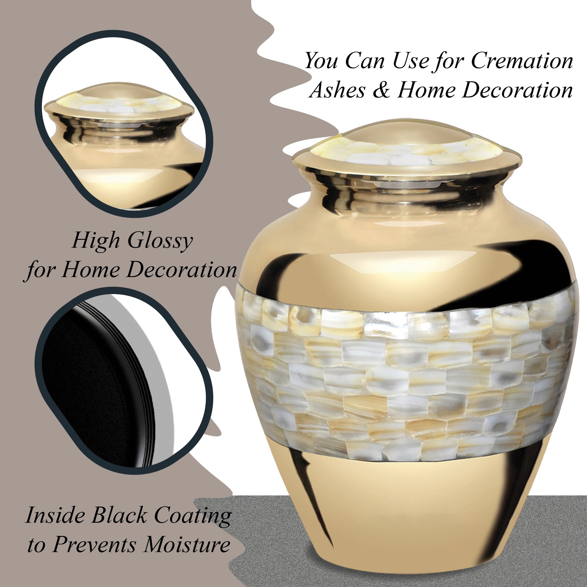 Forever URNS – Grande urne pour cendres d'adulte homme et femme | Cadeau commémoratif – En laiton de haute qualité – Thème balai classique – Boîte de protection en velours – Boîte commémorative