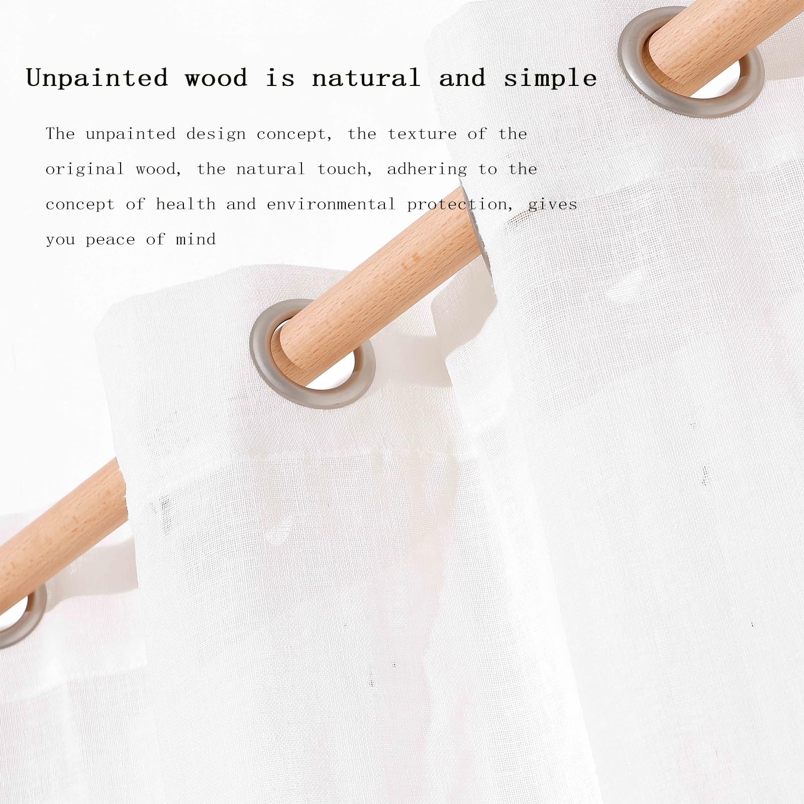 Tringle à Rideau Romaine en Bois Massif Naturel, Installation par Perforation, Installation latérale, Convient for Salon, Chambre et Balcon(120cm(47.2inch),Double Rod)