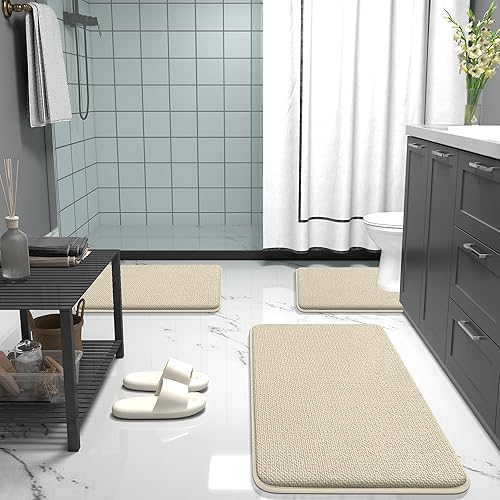 Miniatura 7 de OLANLY Tapete de baño grueso de espuma viscoelástica de 30 x 20 pulgadas, extra suave, absorbente, de secado rápido, antideslizante, lavable a
