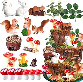JeVenis Mushroom Cake Toppers Mushroom Cake Decoration Woodland Animals Cake Decoration Garden Cake Decorations Woodland Party Supplies Favors