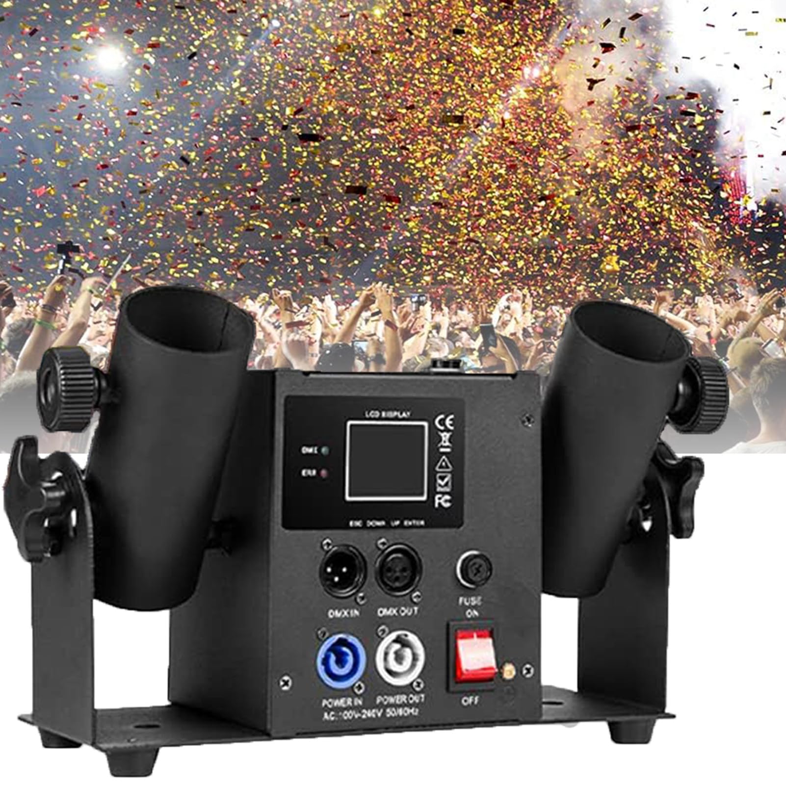 Máquina de cañón de confeti, máquina lanzadora de cañones de confeti, cañón de 2 disparos, serpentina de doble disparo, eléctrica, DMX/remoto para DJ, fiestas, bodas, escenarios, conciertos,