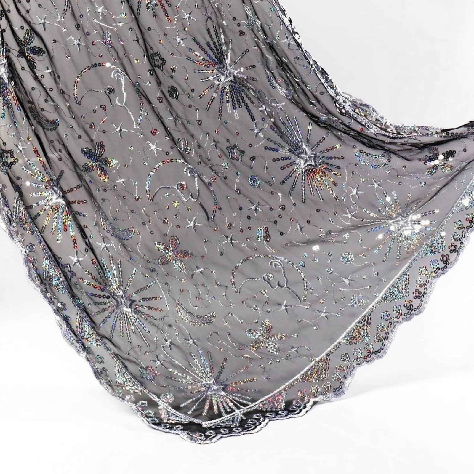 Generico Sciarpa Scialle Donna Perline Luna Stelle Sciarpe E Abiti Da Sera Mantelle Elegante Donna Stelle Serale Mantella Sposa Elegante Coperta
