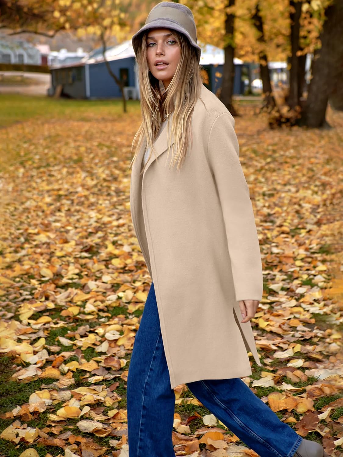 ANRABESS Women's Long Cardigans Sweater 2025 Fall Dressy Casual Lapel Knit Warm Trench Coatigan Oversized Blazer Jacket Coat - Image 3