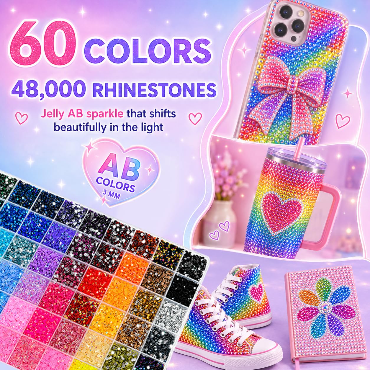 60 Color Bedazzling Kit - 48000 Rhinestones -3
