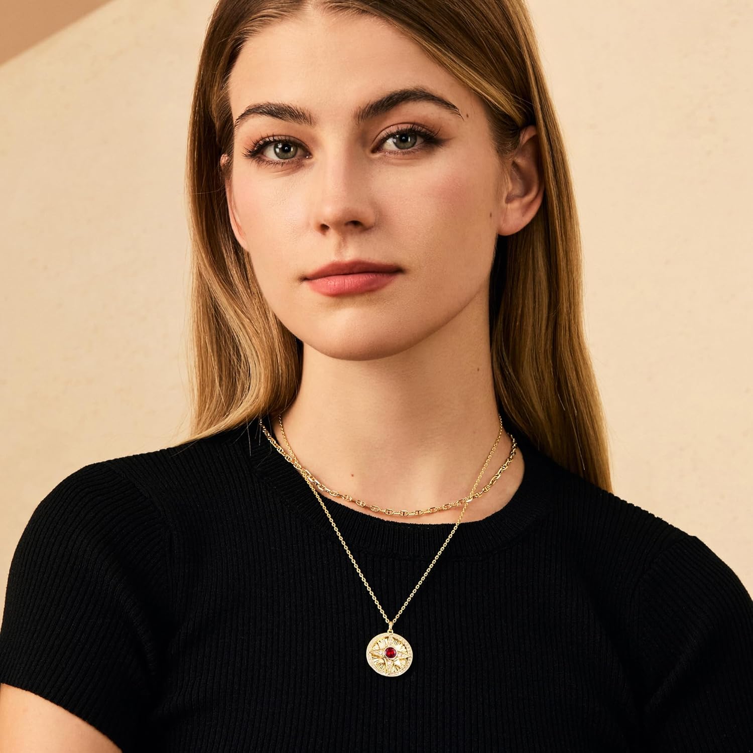 FANCIME Star Necklace for Women 14K Gold Plated 925 Sterling Silver Birthstone Pendant Birthday Gifts for Her, 16"+2" Inches - Image 2