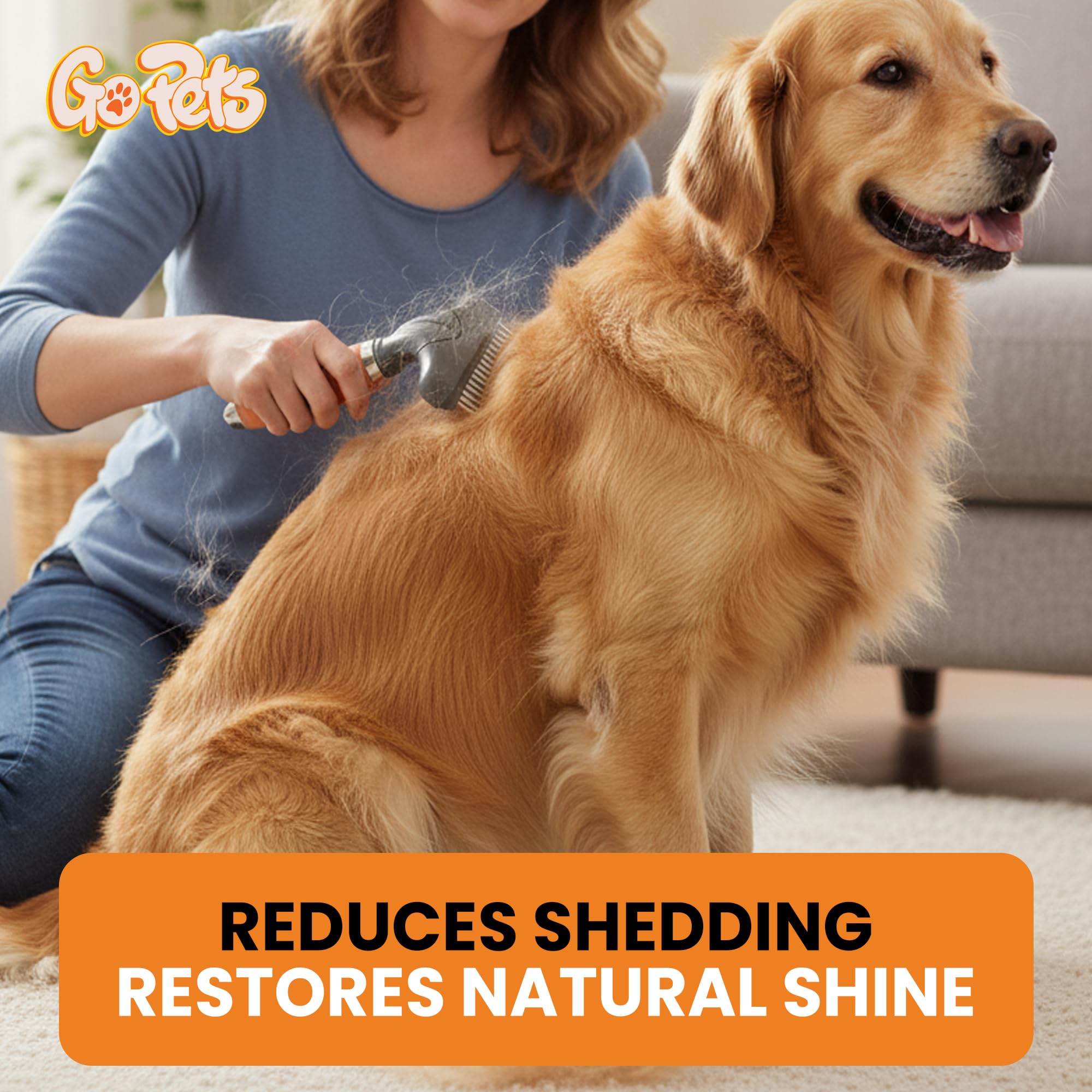 GoPets Rastrillo de doble fila para perros y gatos, cepillo de aseo de capa inferior, herramienta segura para pelos gruesos y largos, elimina tapetes y enredos, ideal para perros de pelo largo