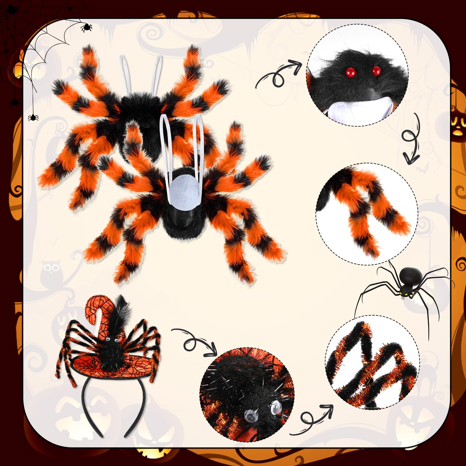Hifot Spider Costume for Kids - Spider Wings Tutu Skirt, Spiderweb Headband Set - Girls Halloween Costume & Cosplay Party - Image 3