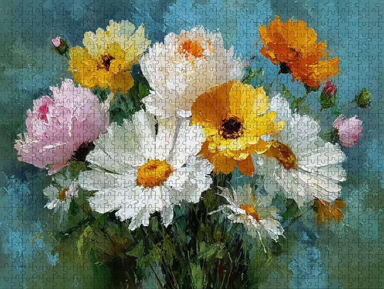 Malowane drewniane puzzle 2000 sztuk, kwiat puzzle dla dorosłych z pudełkiem 99 x 70 cm, łamigłówki, dla mężczyzn kobiet nastolatek, kreatywne gry logiczne, dekoracja domu prezent, 1-9892
