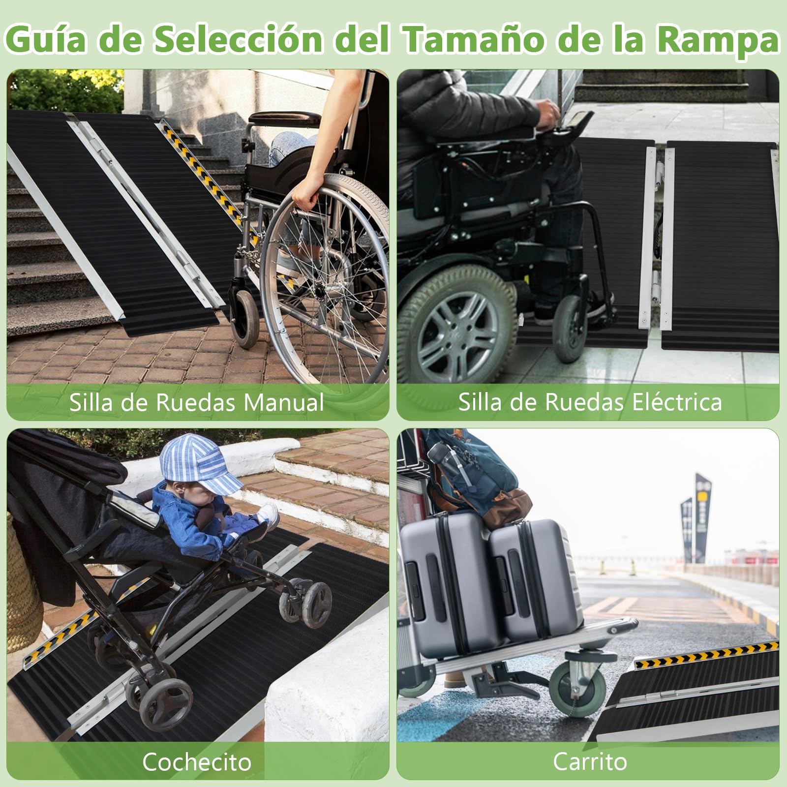 COSTWAY Rampa Portátil de Aluminio para Silla de Ruedas, Rampas Plegables con Placa de Transición y Superficie Antideslizante para Umbrales Escaleras (91 cm)