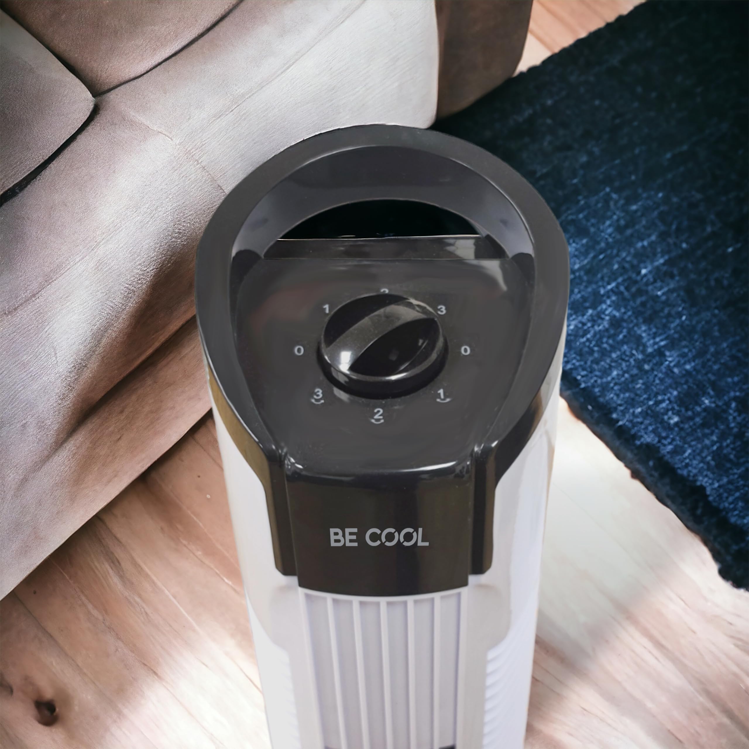 Be Cool Wentylator kolumnowy – efektywny wentylator do wnętrz, 3 poziomy prędkości, smukła konstrukcja, cicha praca – 78 cm, biały