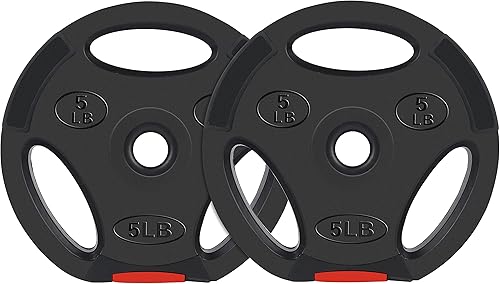 Signature Fitness Vinyl Standard Plate Weight Plate for Strength Training and Weightlifting,