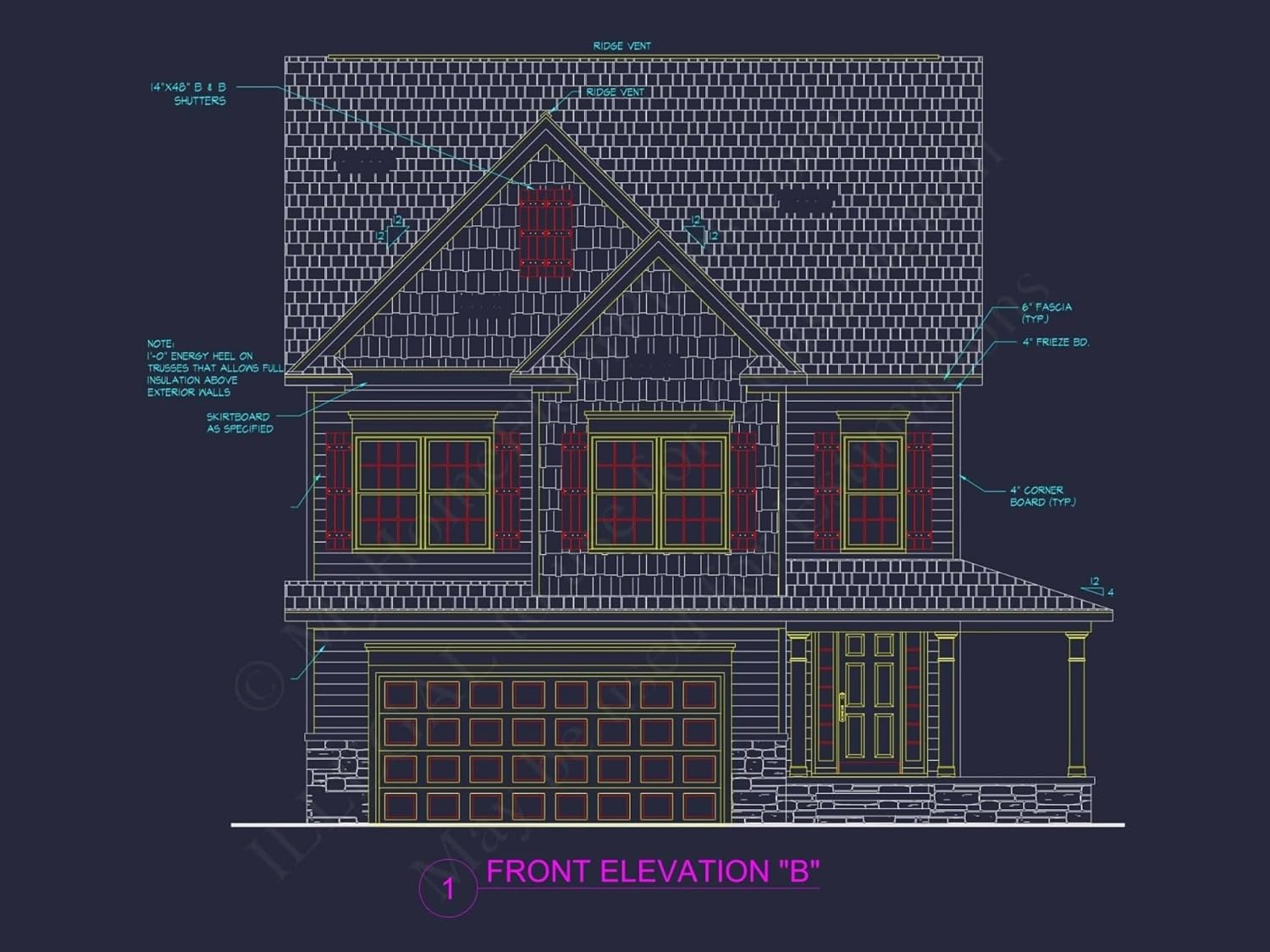 10-1779C House Plan -Traditional Colonial Home Plan - 4-Bed, 2.5-Bath, 2,250 SF