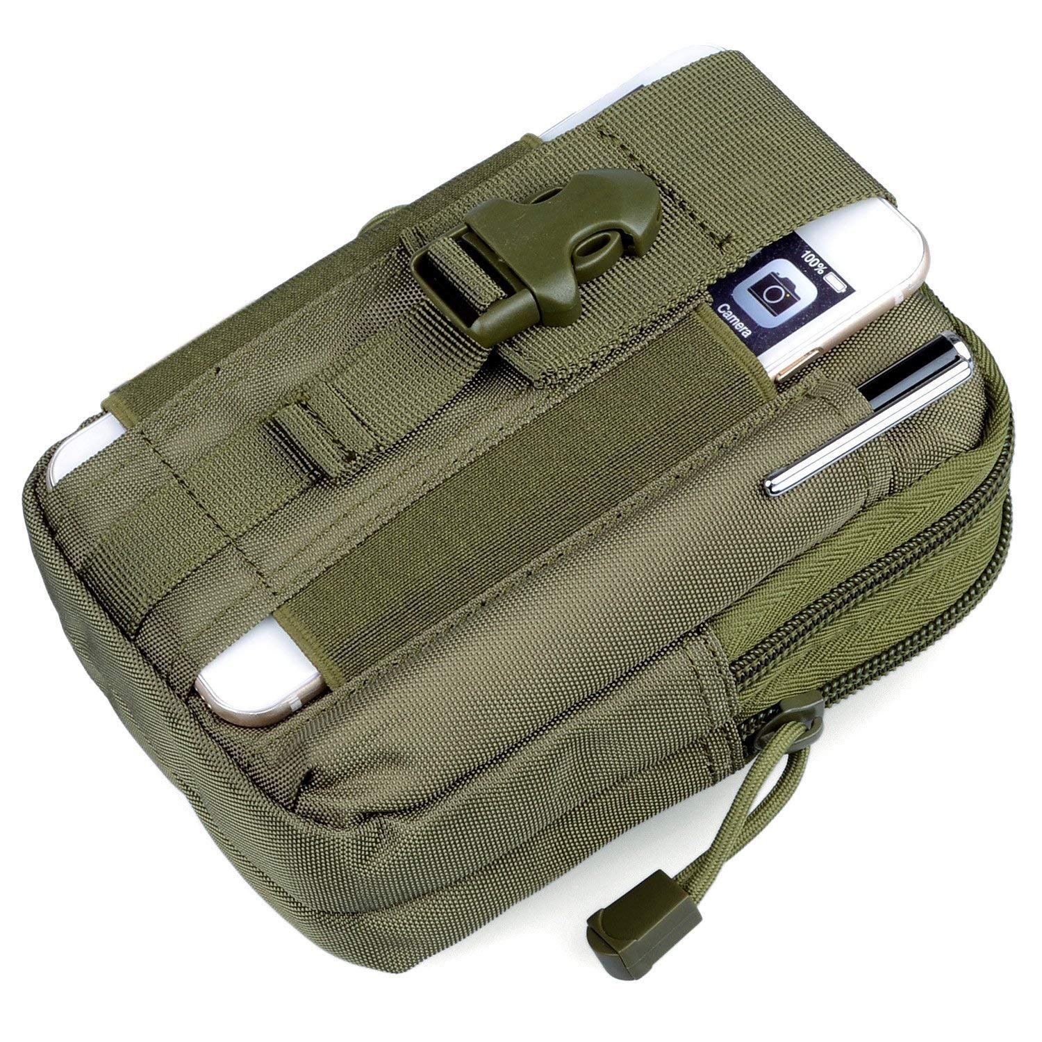 Gnanex Tactical Molle EDC Pouch Camping Hiking Compact Mini Multi Purpose Utility Gadget Zippers and Cell Phone Holster Holder Belt Waist Hip Shoulder Bag (Green) (B09R1YC15D) Amazon Price History, Amazon Price Tracker