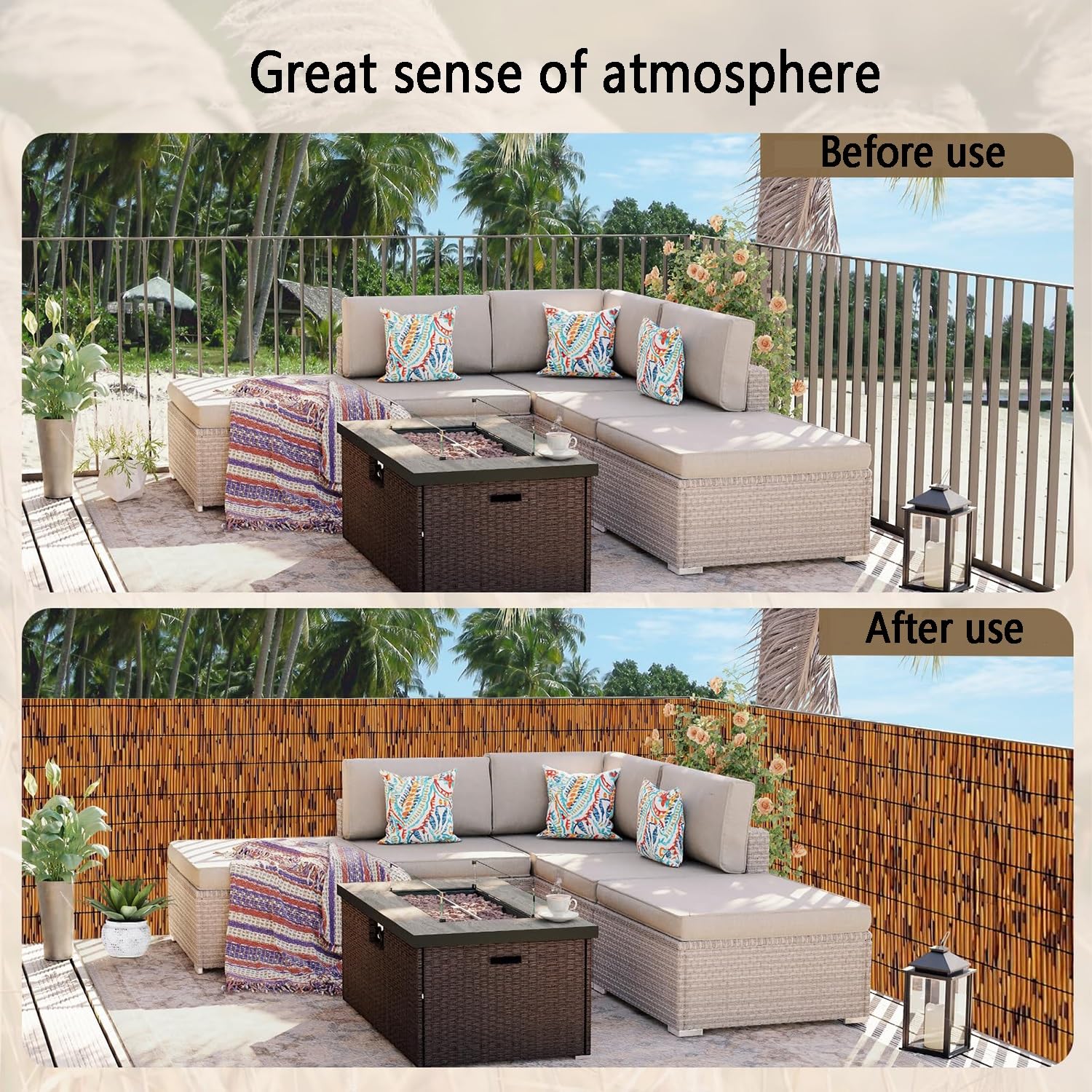 Este Rollo de Paneles de bambú Decorativos para Vallas de jardín es Natural, Ideal para Bloquear el Sol y brindar privacidad, con una Altura de 2 a 5 pies (3,3 x 20 pies / 101 x 610 cm).