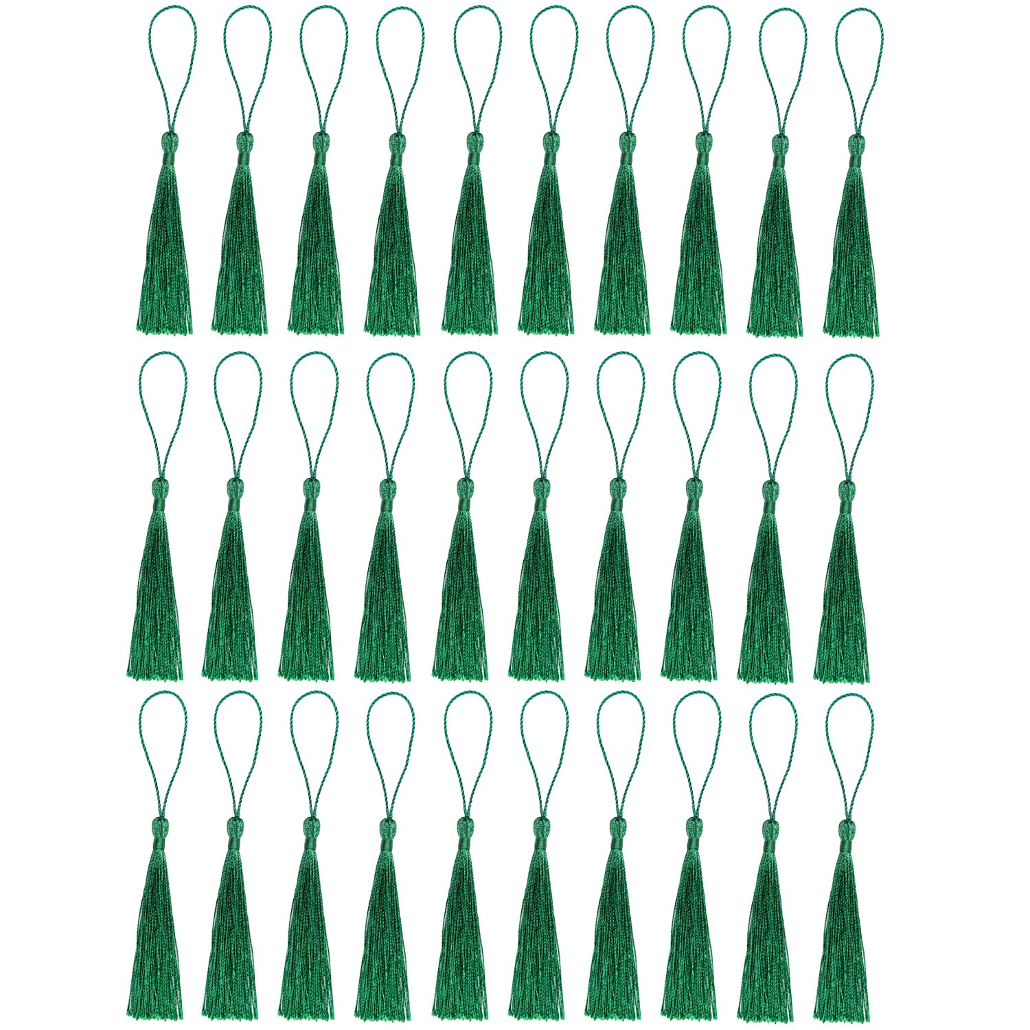 Amdonalo 30 PCS Mini Silky Tassels for Bookmarks and Home Decor (Green)