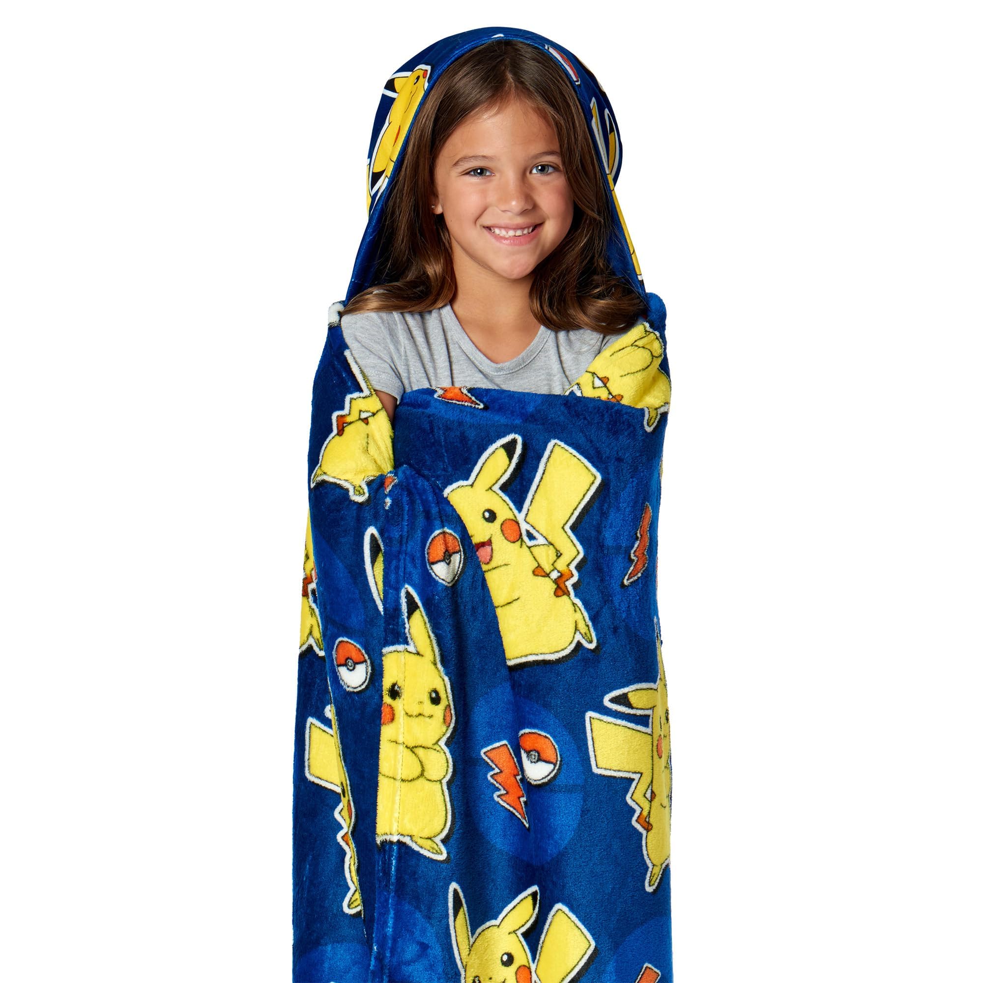Pokemon Blanket, Cute Pikachu, Wearable Lightning League, Hooded Silk Touch Throw, 40 x 5…