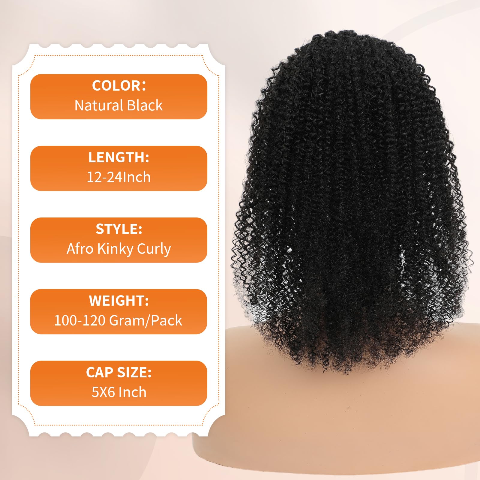 Afro Kinky Curly Human Hair Ponytail Extension with Drawstring