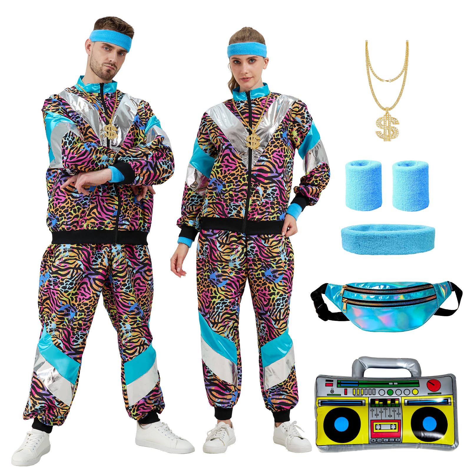 Ropa de los años 80 y 90 para hombres y mujeres, ropa deportiva de los años 80, ropa deportiva retro para hombres y mujeres, Carnaval de ropa discoteca retro