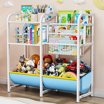 JBBTOOL Kids Bookshelf and Toy Storage, 3-Tier Book Shelf for Kids Rooms, Baby Bookcase with Storage Shelf, Stuffed Animal Storage, Montessori Toddler Bookshelf for Nursery, Playroom, Bedroom
