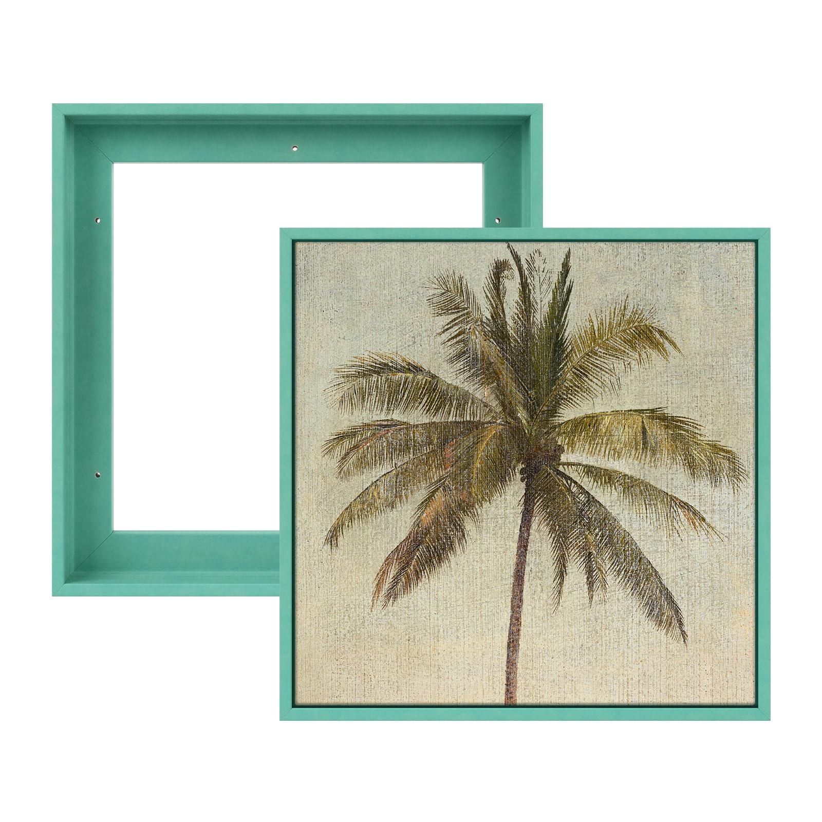 FOLKOR Floating Frame for 8x8 Canvas Paintings, 2 Pack Square Floater Frames with 0.9" Deep for Modern Abstract Wall Art Flower Floral Prints, Home Office Gallery Show Exhibition Decor (Light Green) — image 1