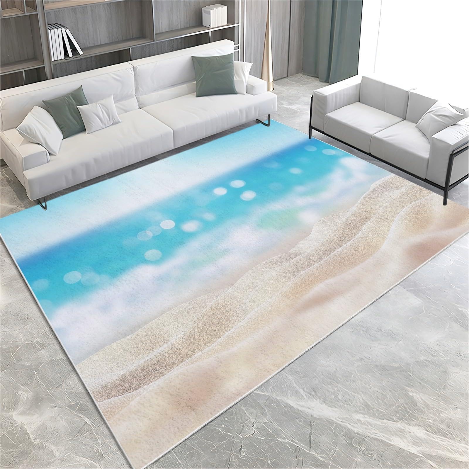 Tapis de salon océan 3D 80x150cm lavable et antidérapant