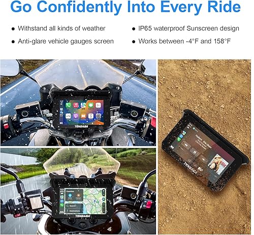 Miniatura 4 de Pantalla Carplay para motocicleta, inalámbrica Apple CarPlay y Android Auto de 5 pulgadas, navegación GPS para motocicleta, pantalla CarPlay con