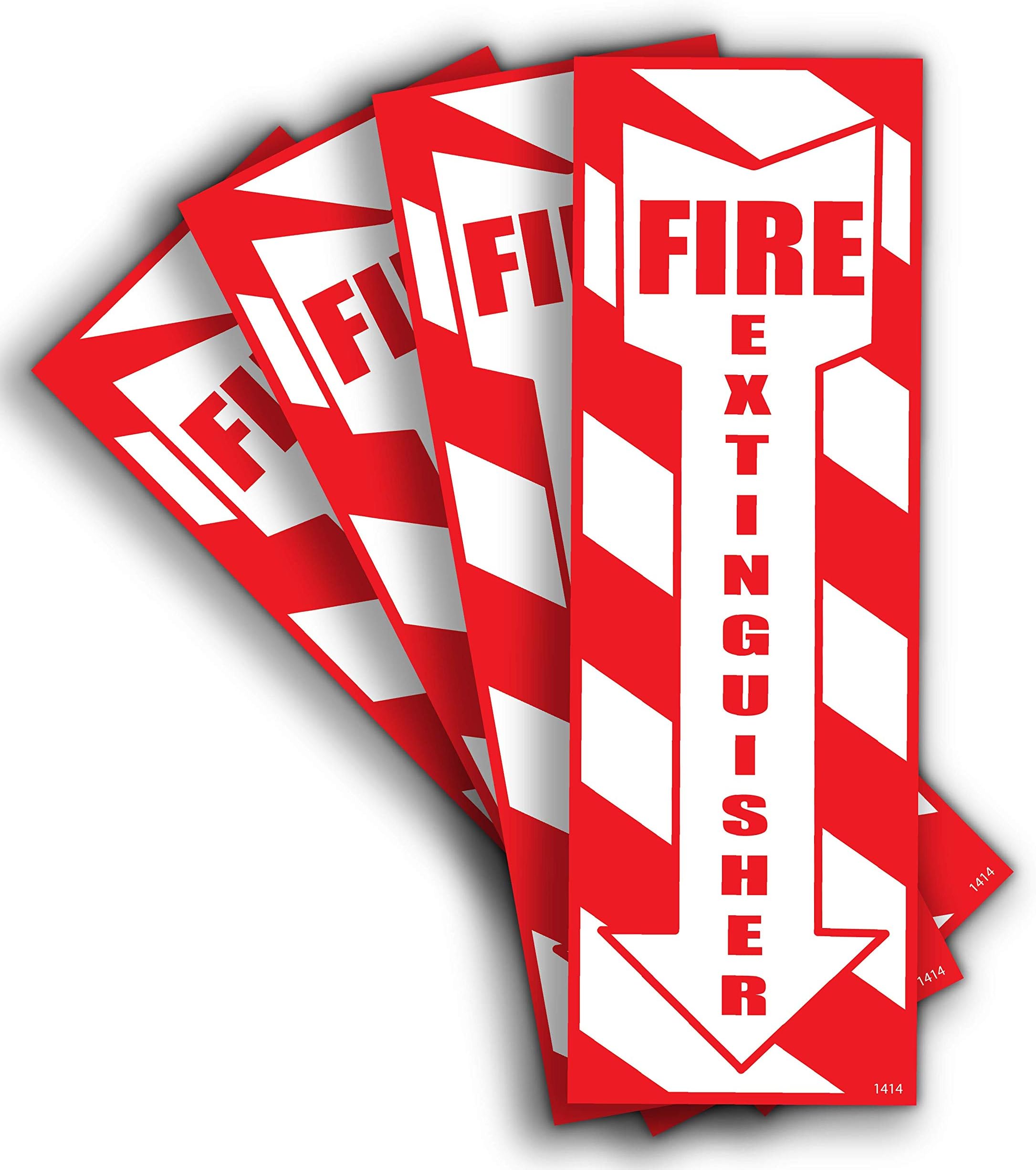 Fire Extinguisher Signs Stickers Self Adhesive 4 Pack for Mount or Bracket