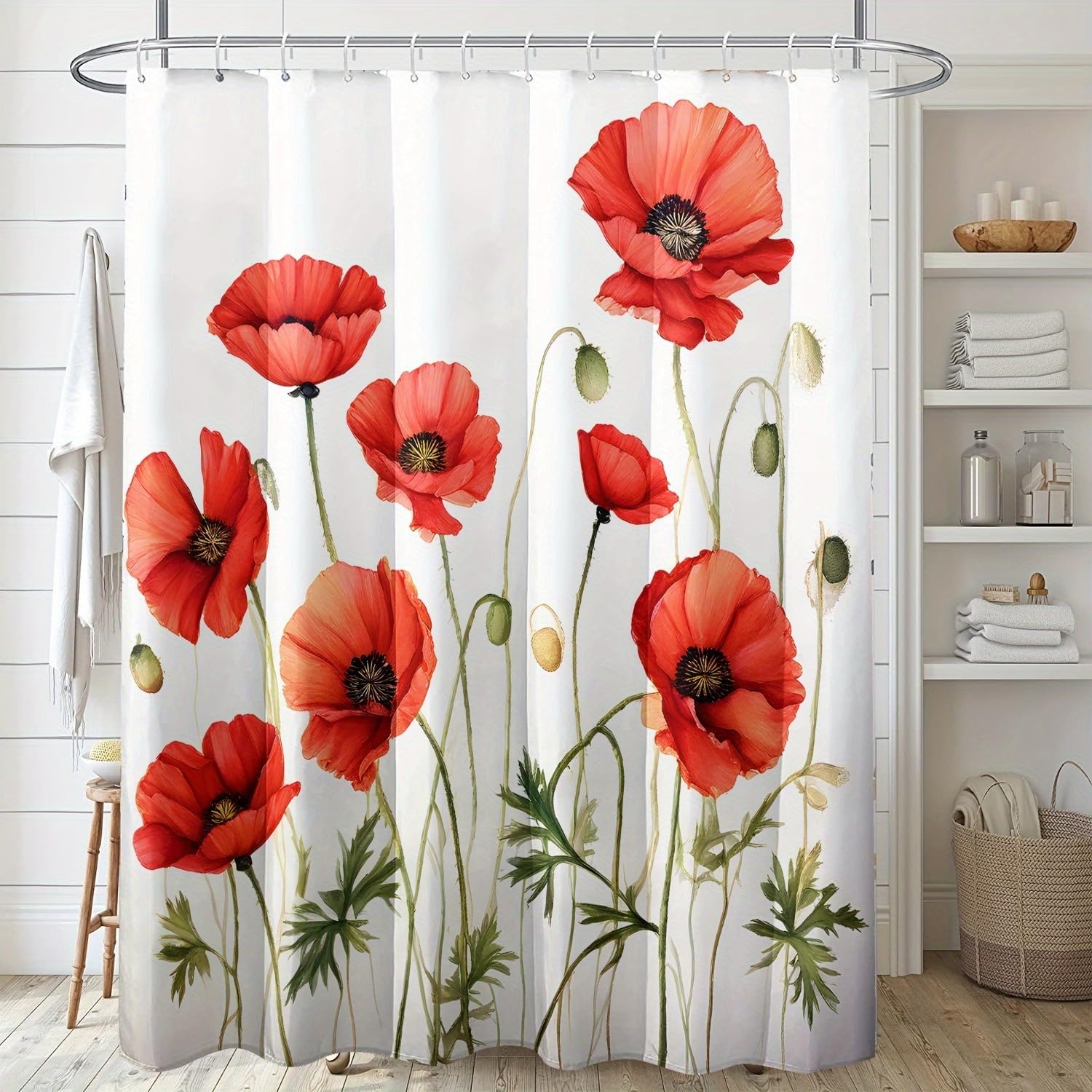 GLKSDLPO Flower Sea Oil Painting Plant Print Shower Curtain Waterproof Polyester Fabric with Hooks Wall Bathtub Bathroom Decor(100x204cm/39x80in(WxH)