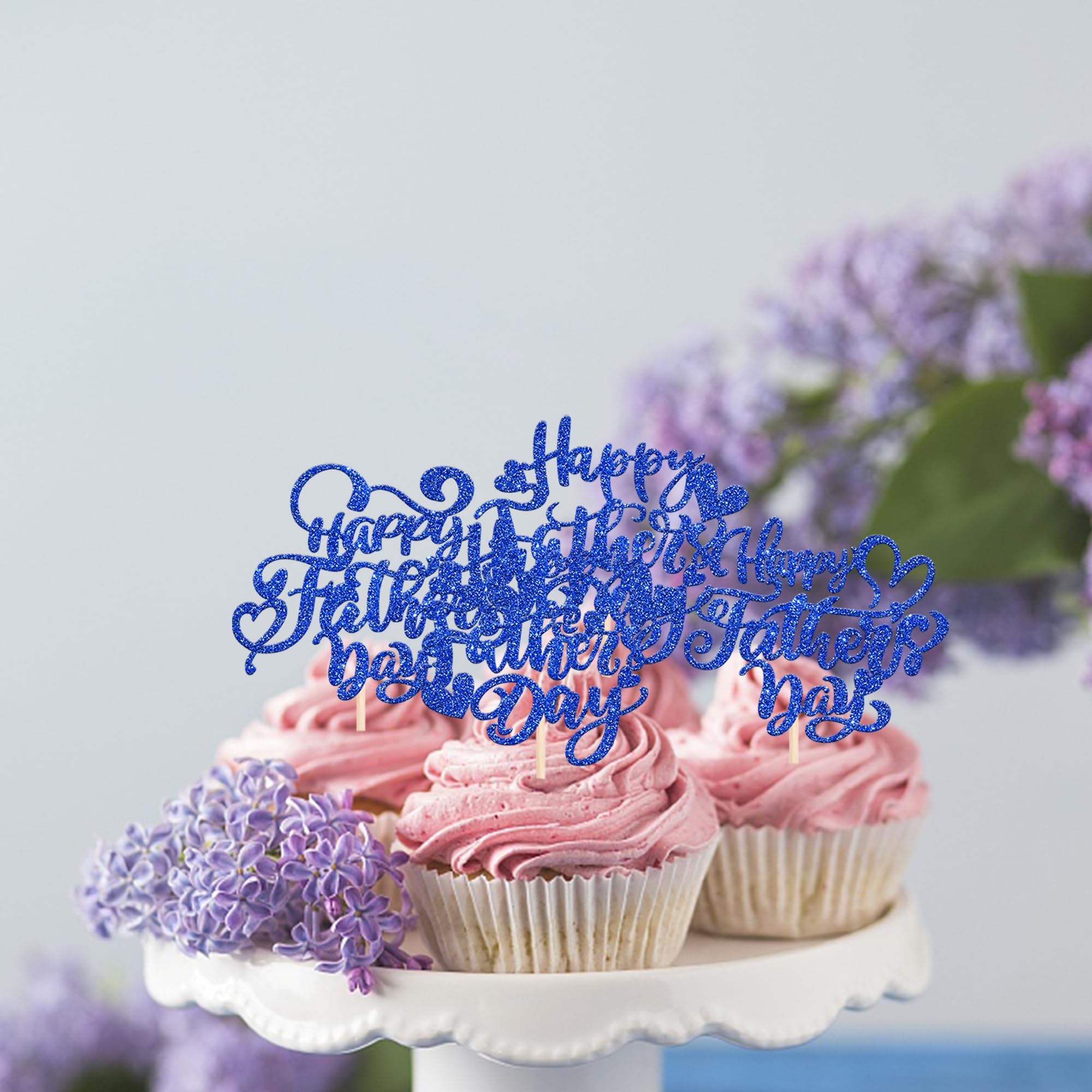 Xsstarmi 24 Pack Happy Father's Day Cupcake Toppers Happy Fathers Day Party Decorations Love Daddy Best Father Cupcake Picks for Happy Father's Day Party Cake Decorations Deep Blue - Image 4