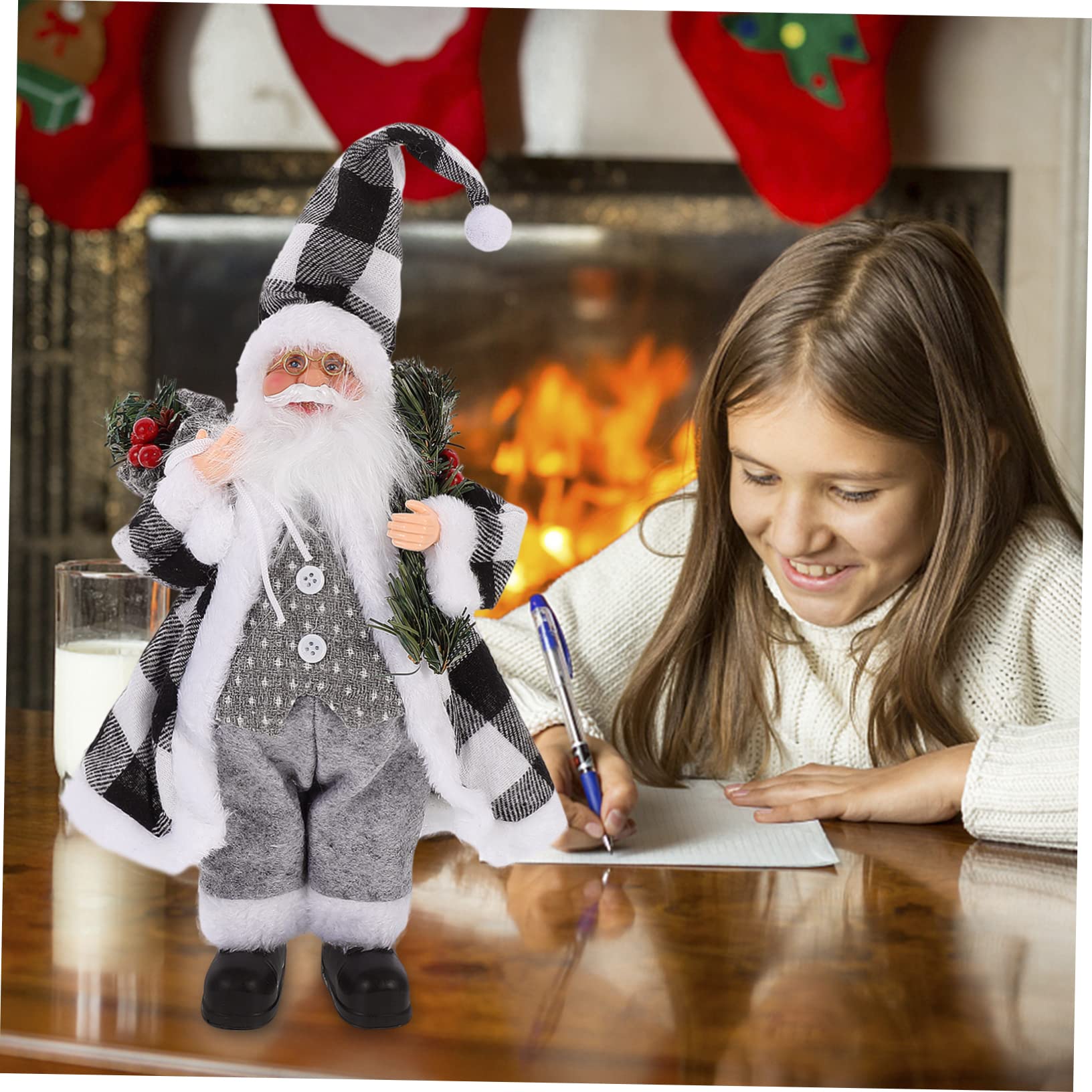 Cabilock 2st Alter Mann Puppe Dekoration Weihnachtshandwerk Weihnachtsschmuck Für Den Tisch Weihnachtsstatue Tischplatte Weihnachtsverzierung Weihnachtsmann-skulptur Chemiefasertuch