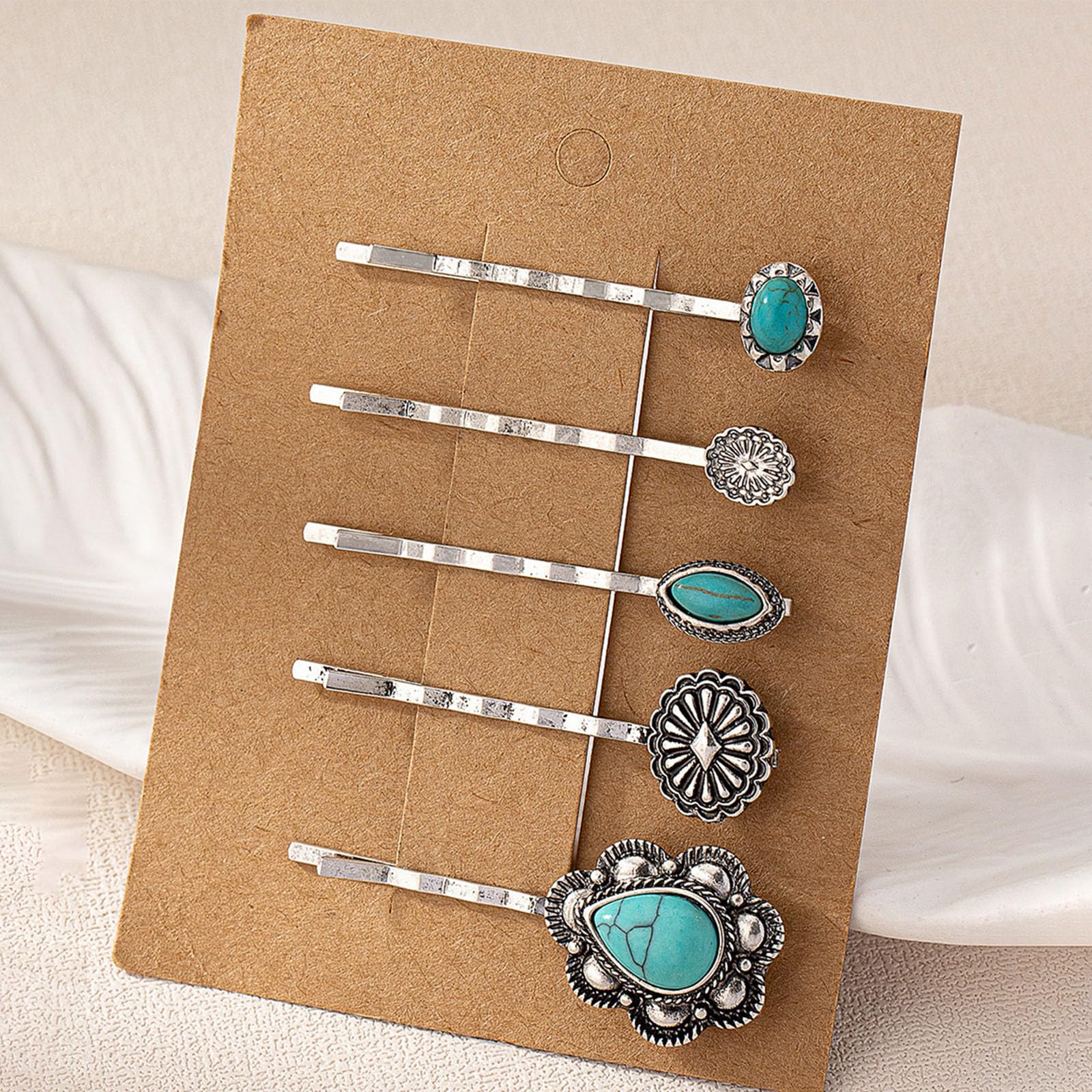 Broche Magnétique Turquoise Fantaisie - Bijou Western Fait Main - Argent/bleu/rouge